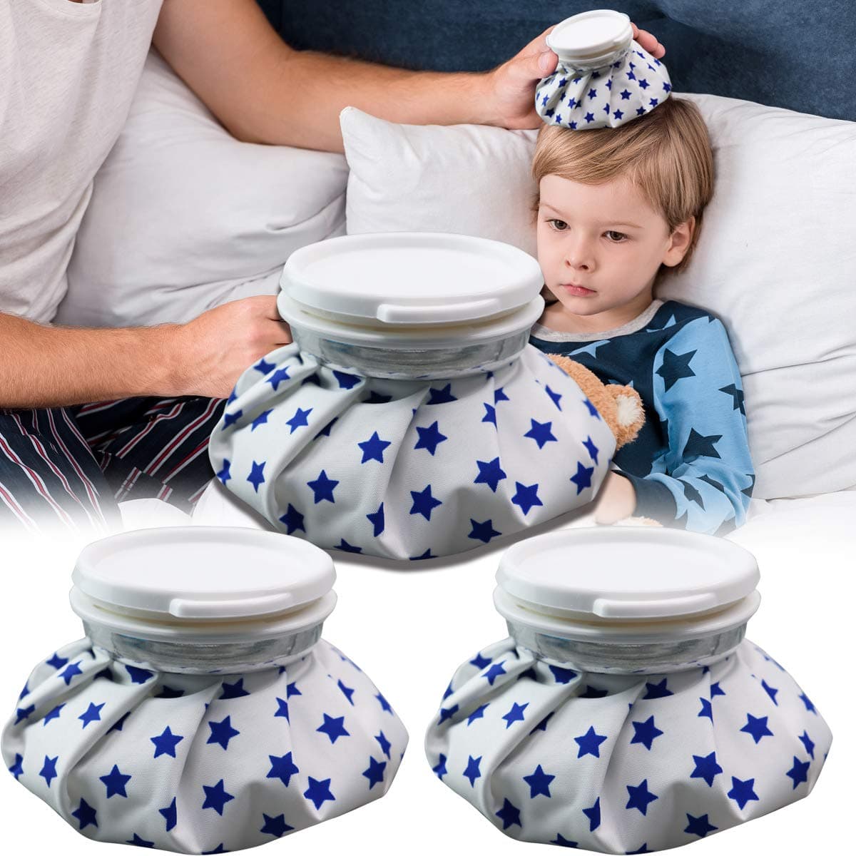 HiFineCare Reusable Ice Bag -Hot & Cold Therapy and Pain Relief (6'') 3Pcs