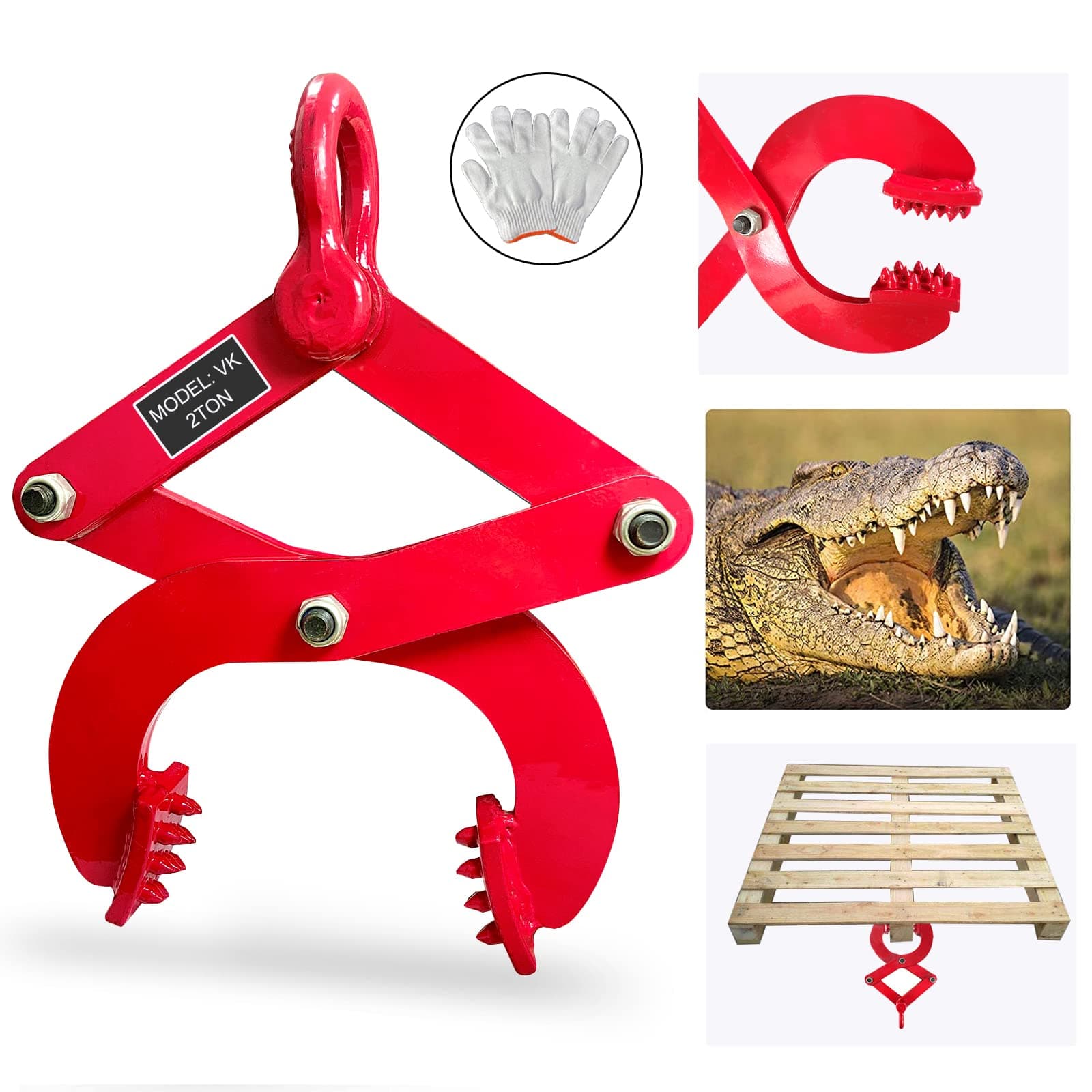 BONOOTH Pallet Puller 2T/4409lbs Capacity Heavy Duty Steel Single Scissor for Pulling Pallets, Woods and Other Things Easily, 8 Inches Bigger Jaw Opening Pallet Grabber