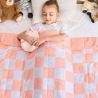 yescool Pink Checkered Weighted Blanket 7 Pounds Plaid Weighted Throw Blanket, Heavy Blanket for Sleeping, Tartan Bed Throw Blanket Gifts for 60-80lbs, 40"x60"