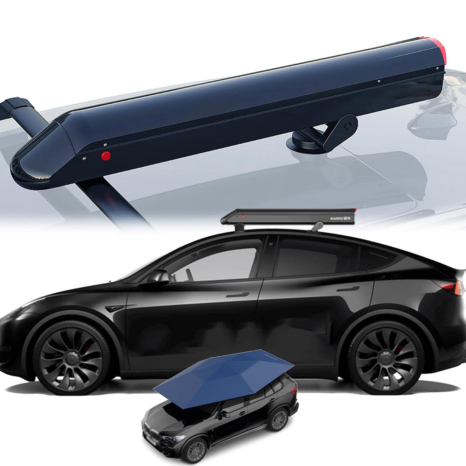 Universal Fully Automatic Car Tent Movable Carport, 3.8 M Folded Auto Protection Car Umbrella, Remote Control Sunproof Car Canopy Cover,BlueA