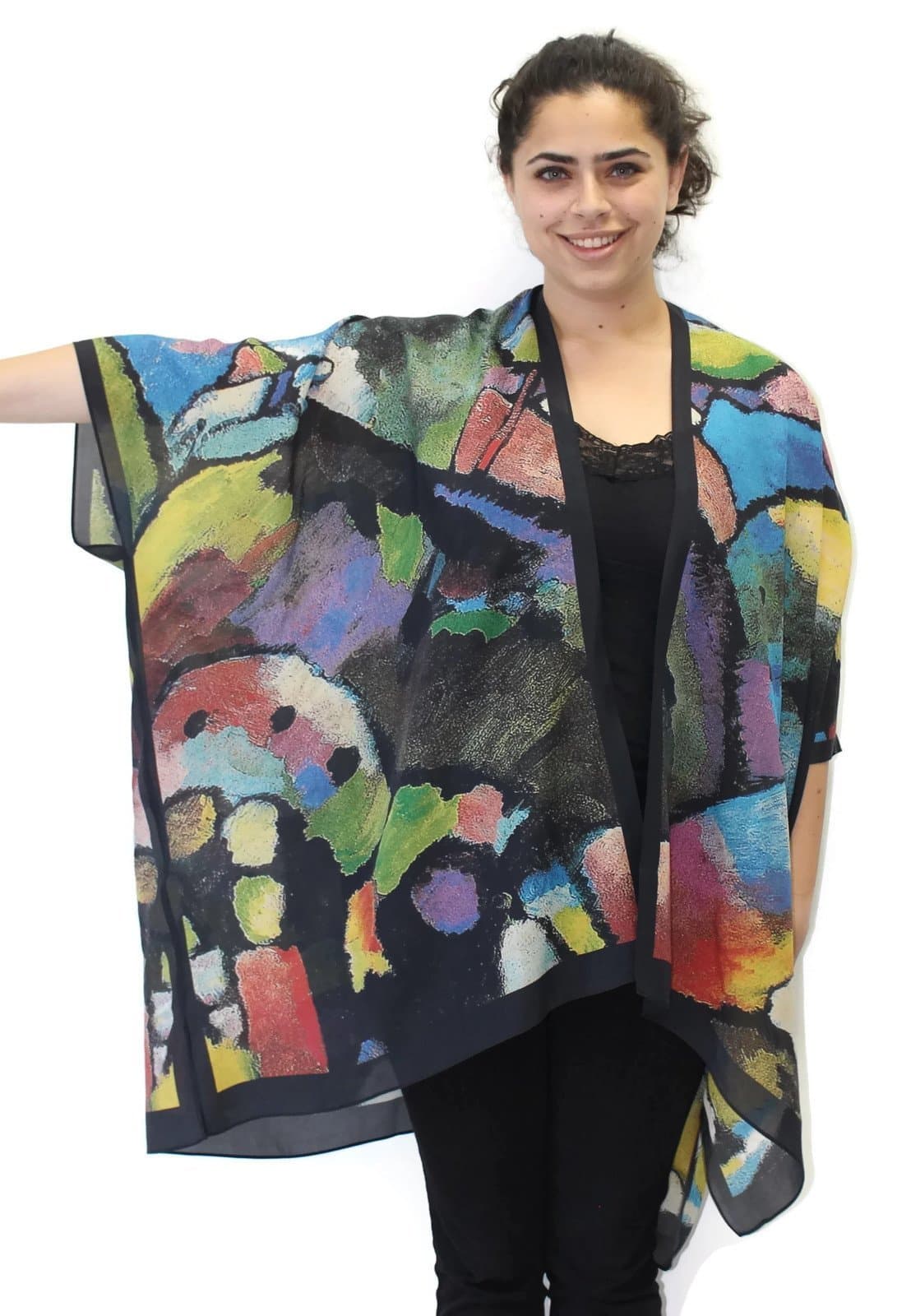 Women's Evening Jewels Silk Long Kimono Jacket Oversized One Size Plus