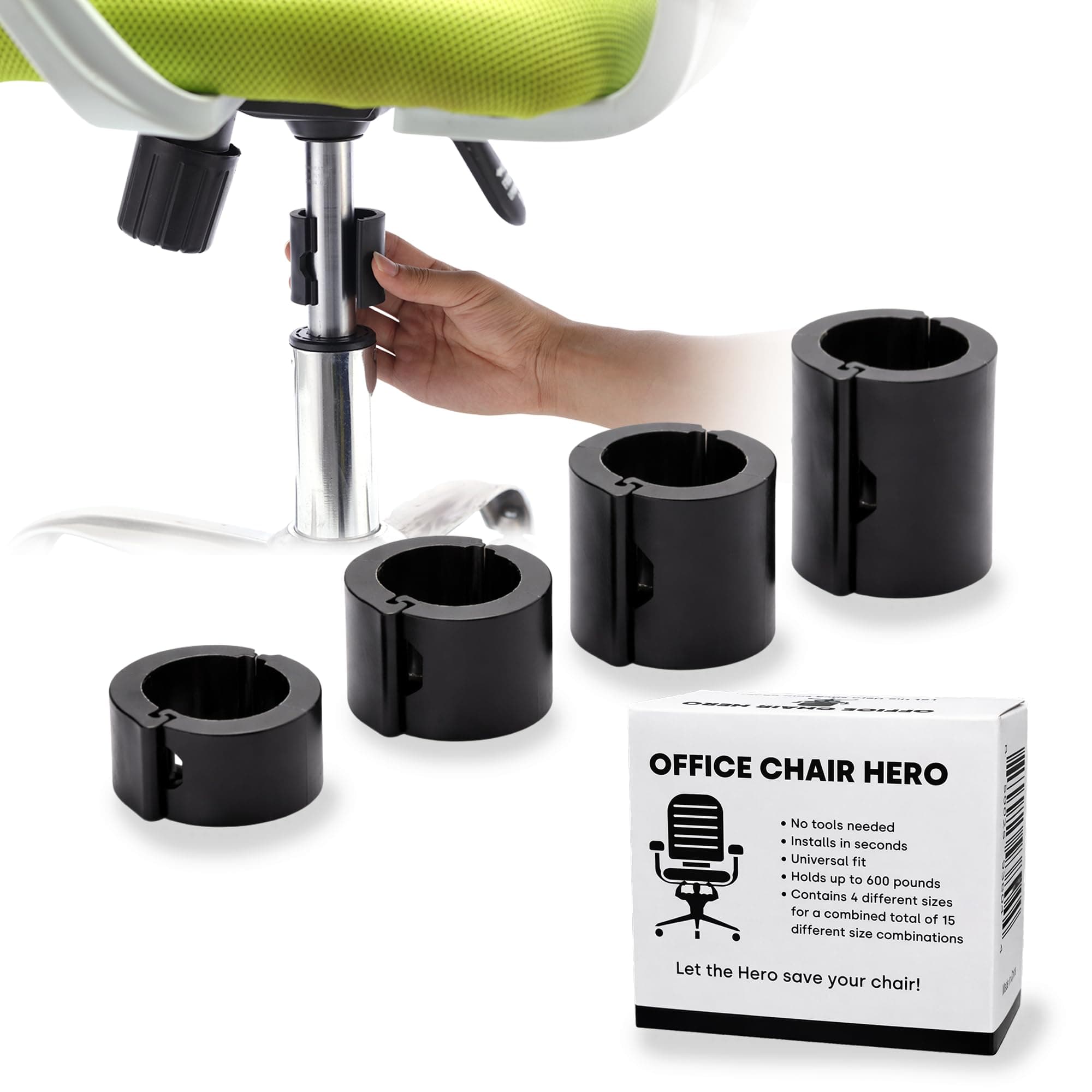 Salbree Office Chair Hero Fix Attaches Clamps to Large Cylinder Piston Stops Your Chairs from Sinking When Computer Hydraulic Lift Has No Gas Stop Replacement