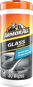 Armor All Car Glass Wipes, Auto Glass Cleaner for Film and Grime, 30 Count