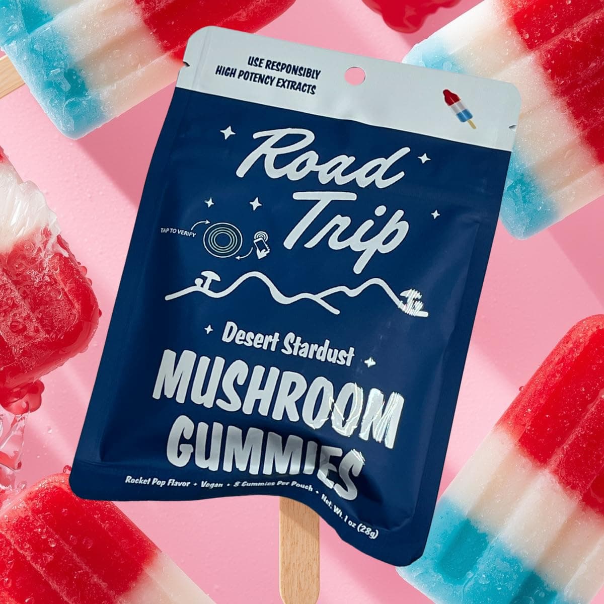 Road Trip - Desert Stardust - Mushroom Gummies - Nootropic Blend (1-Pack, Rocket Pop)
