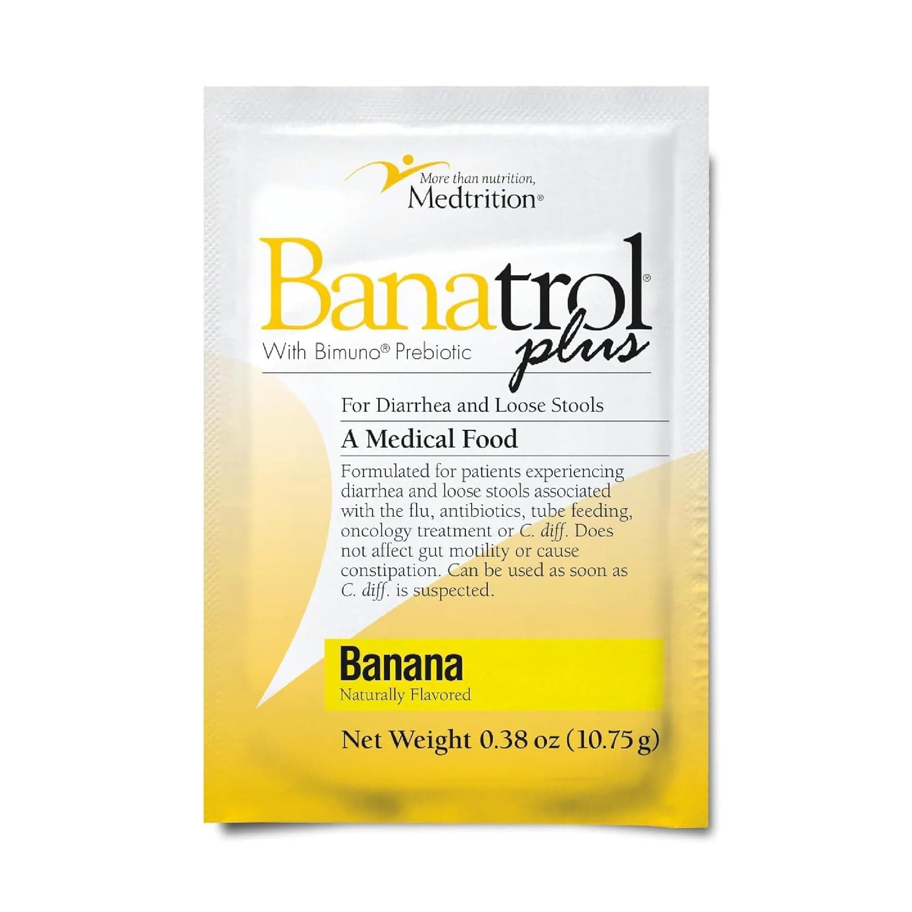 Medtrition Banatrol® Natural Anti-Diarrheal with Prebiotics, Relief from Chronic Diarrhea, IBS, Recurring Diarrhea, Clinically Supported Medical Food, Non-Constipating, 25 Servings (Banana)