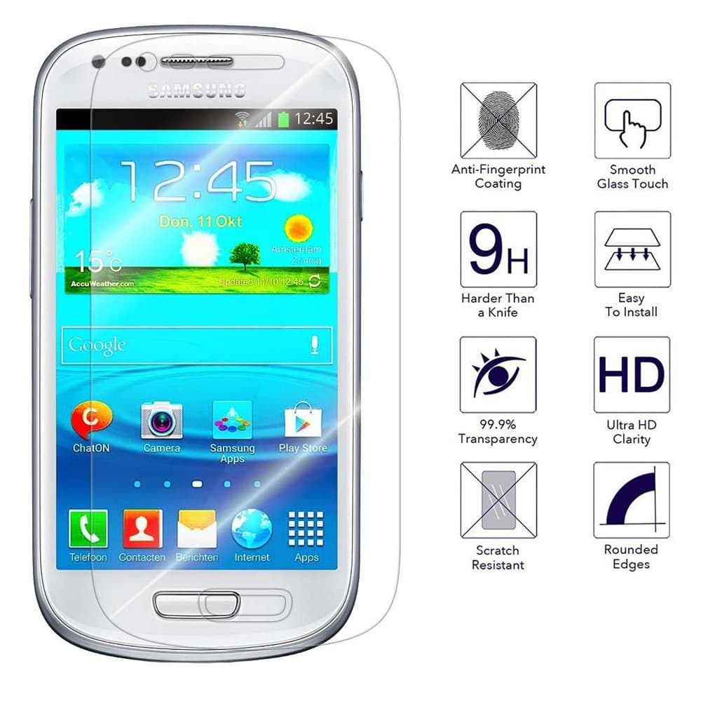 Samsung Galaxy S3MINI screen protector - SamuraYi - 0.3mm High Definition Round Angle Premium Crystal Clear High Response Hard Tempered-Glass Screen Protector for Samsung Galaxy S3MINI