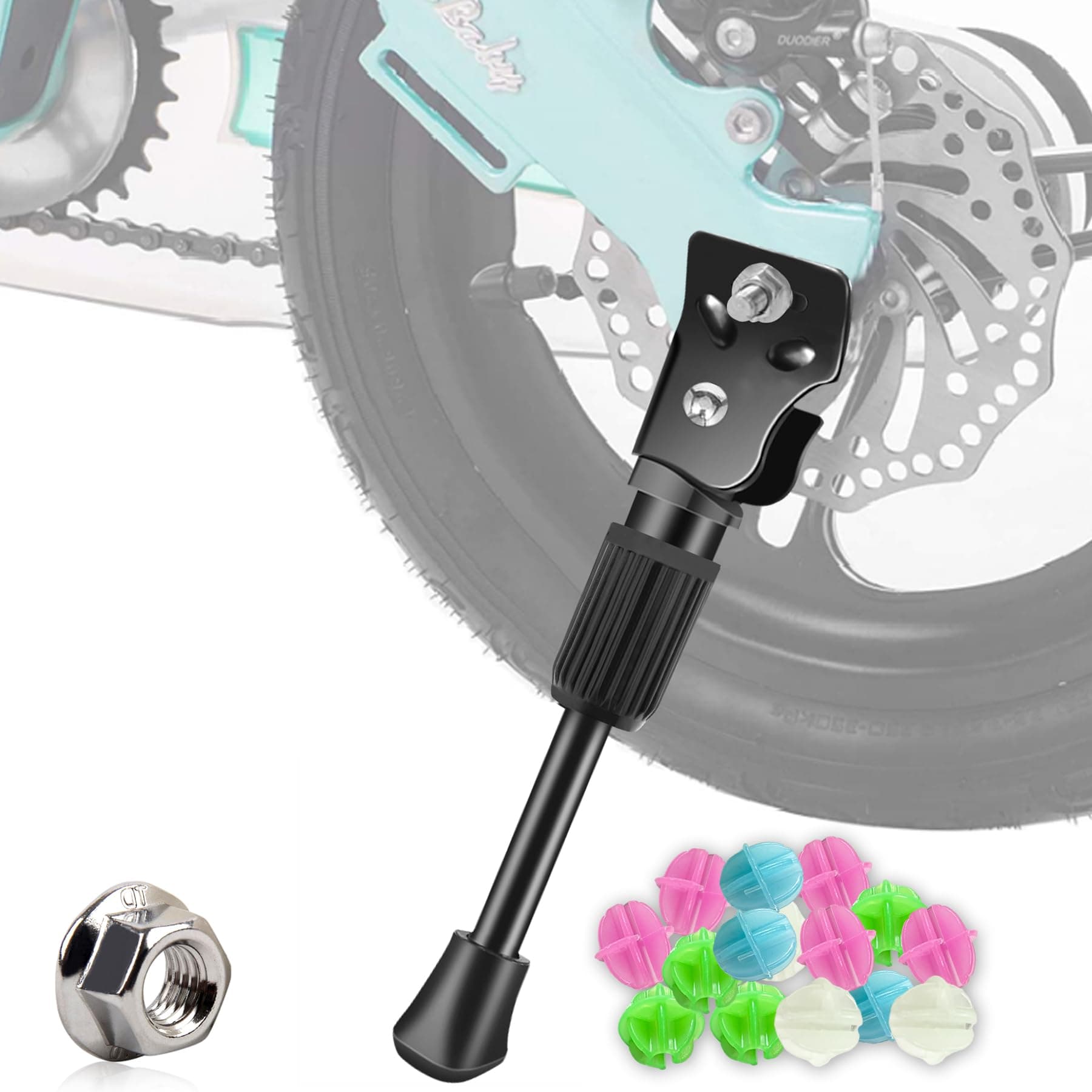 LEICHTEN Kickstand for Kids Bike, Kids Bike Kickstand for 12/14/16/18/20 Inch Wheel Children's Bicycle Single-Side Kick Stand Rear Mount Bikes Support Racks for Girls and Boys Bike, Non-adjustable