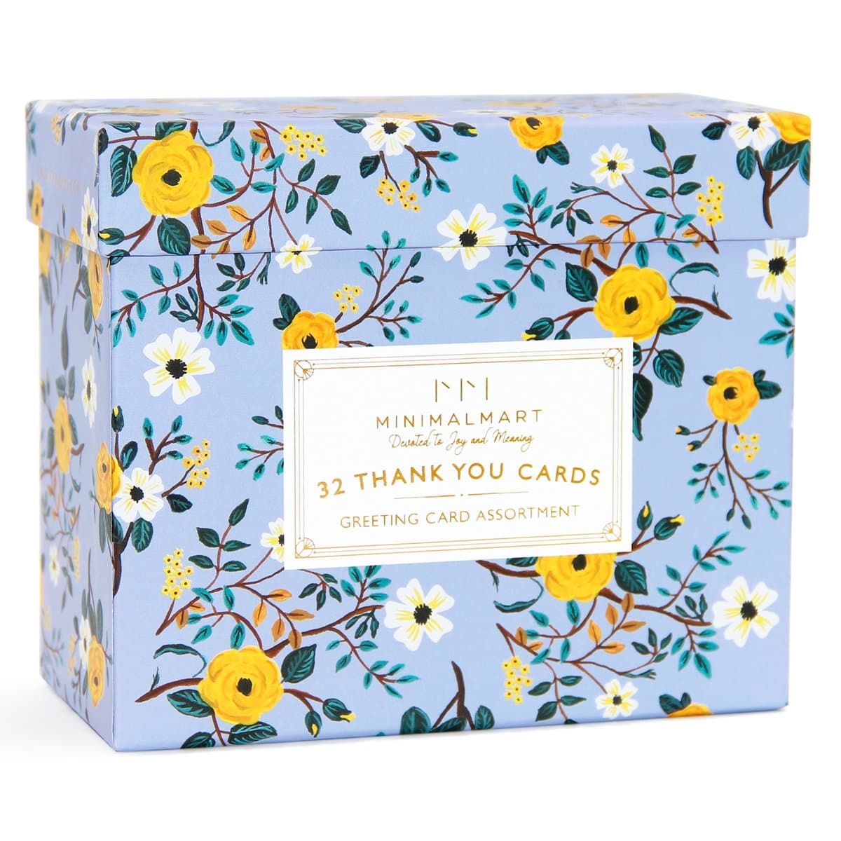 Minimalmart Premium Thank You Cards Box Set of 32 Assorted Premium Cards with GOLD EMBELLISHMENTS and STICKERS – Boxed Assortment Pack with Envelopes -Thank You Note Greeting Cards