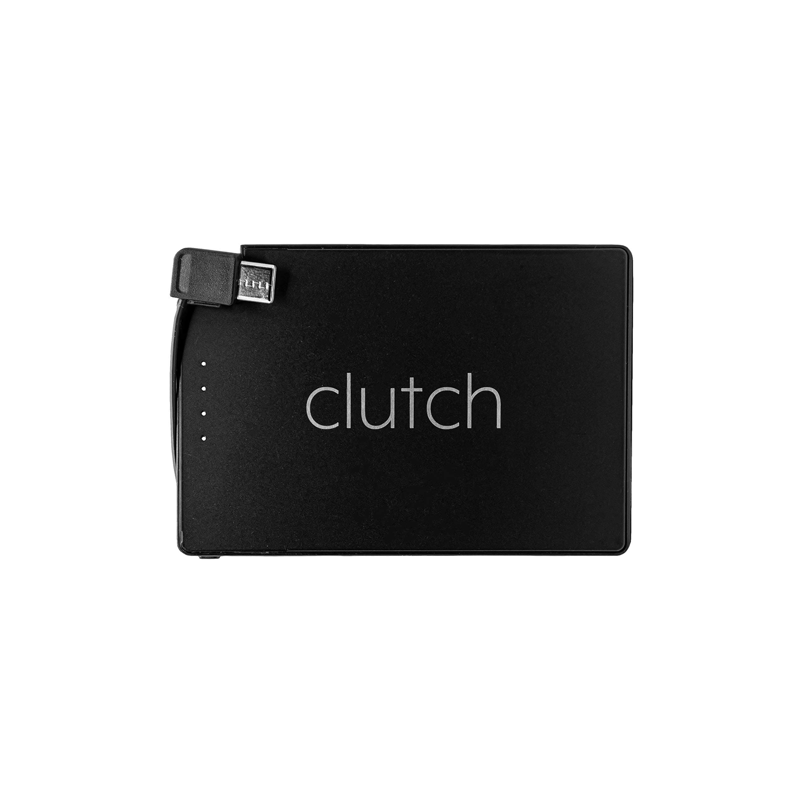 Clutch Charger Ultra Thin and Small Black USB-C Power Bank with Attached Cable, High-Speed Portable Smartphone Charger