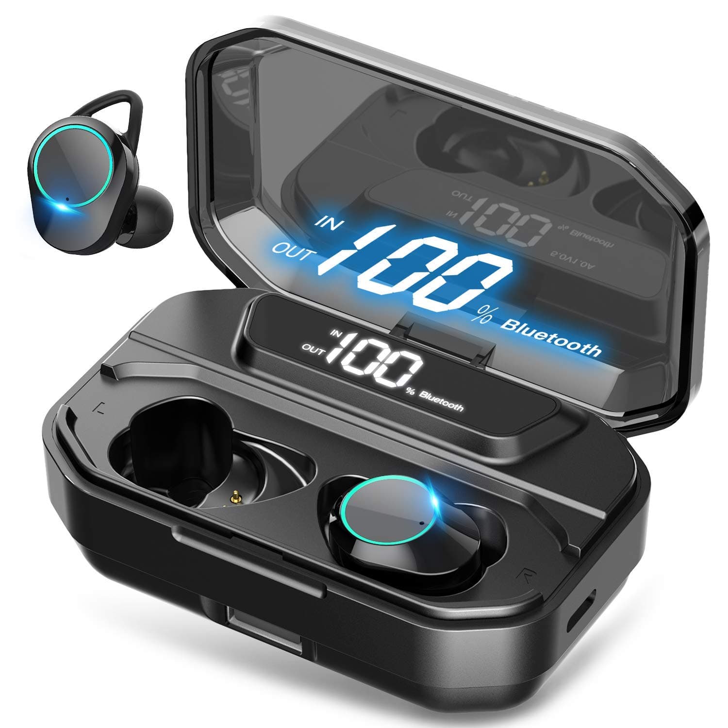 [ Ultimate] True Wireless Earbuds Bluetooth 5 Headphones, IPX7 Waterproof Earphones for Sports, 110H Playtime w/ 3300mAh Charging Case, 3D Stereo Audio Touch Control in-Ear Headset w/Mic