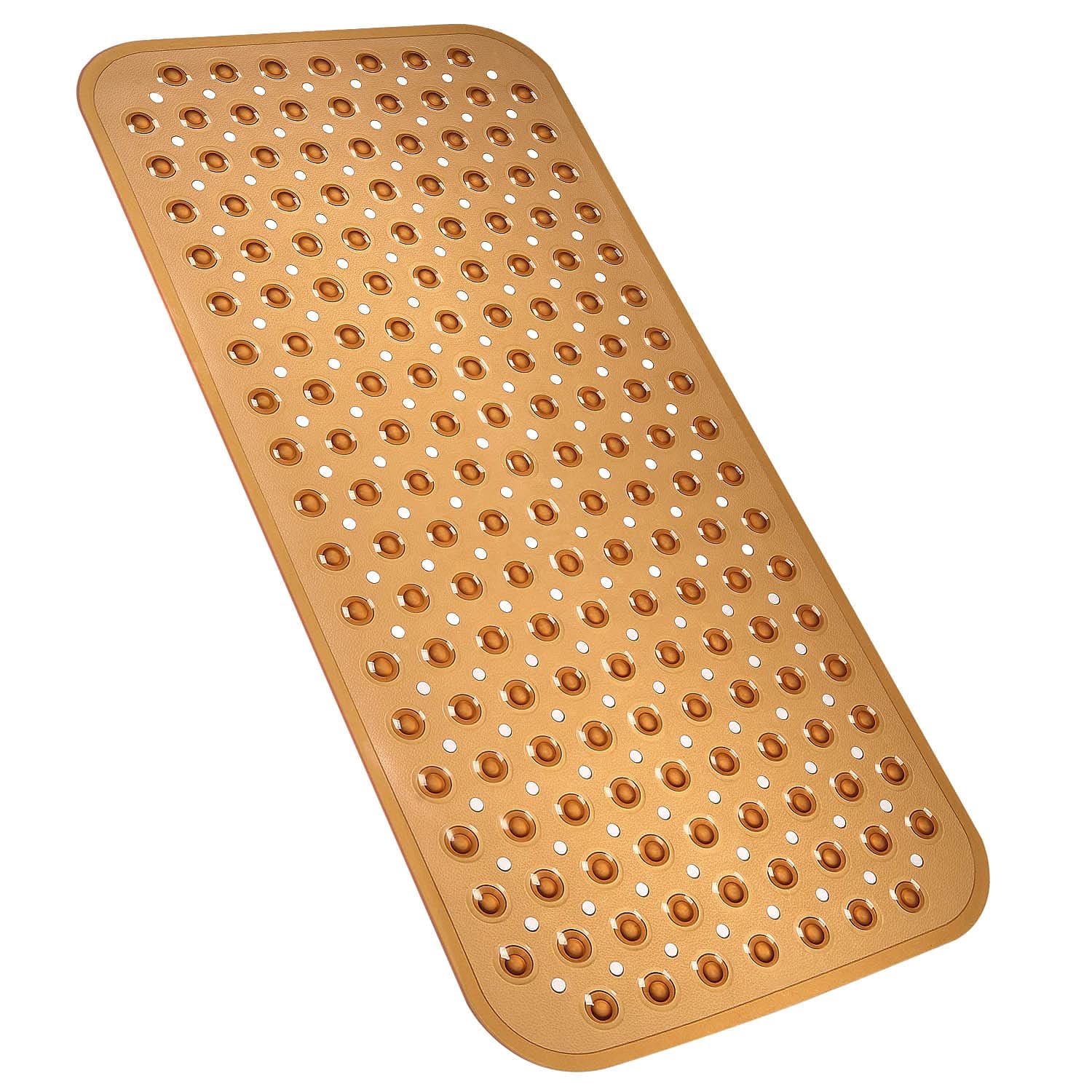 YINENN Bath Tub Shower Stall Mats 31x15.5 Inch Non-Slip and Latex Free, Bathtub Mat with Suction Cups, Machine Washable Bathroom Mats with Drain Holes (Brown)