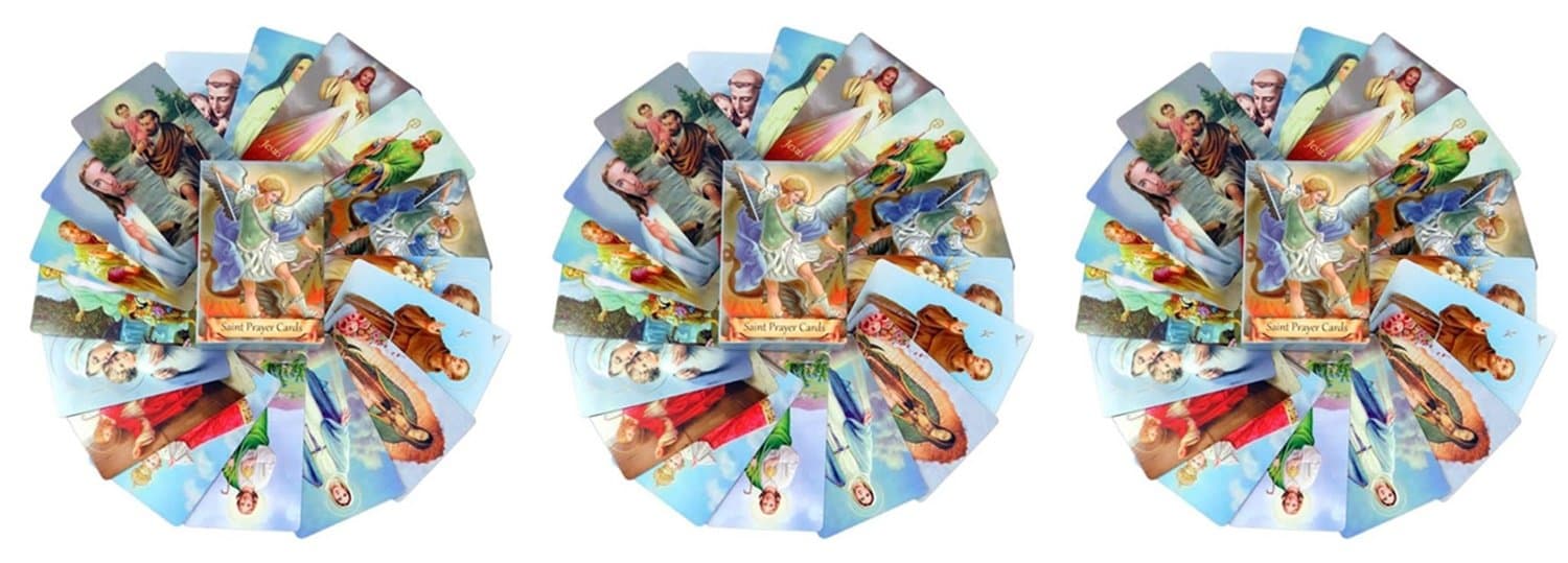 Autom 3 Packs of 54 Assorted Holy Cards with Catholic Saints and Prayers