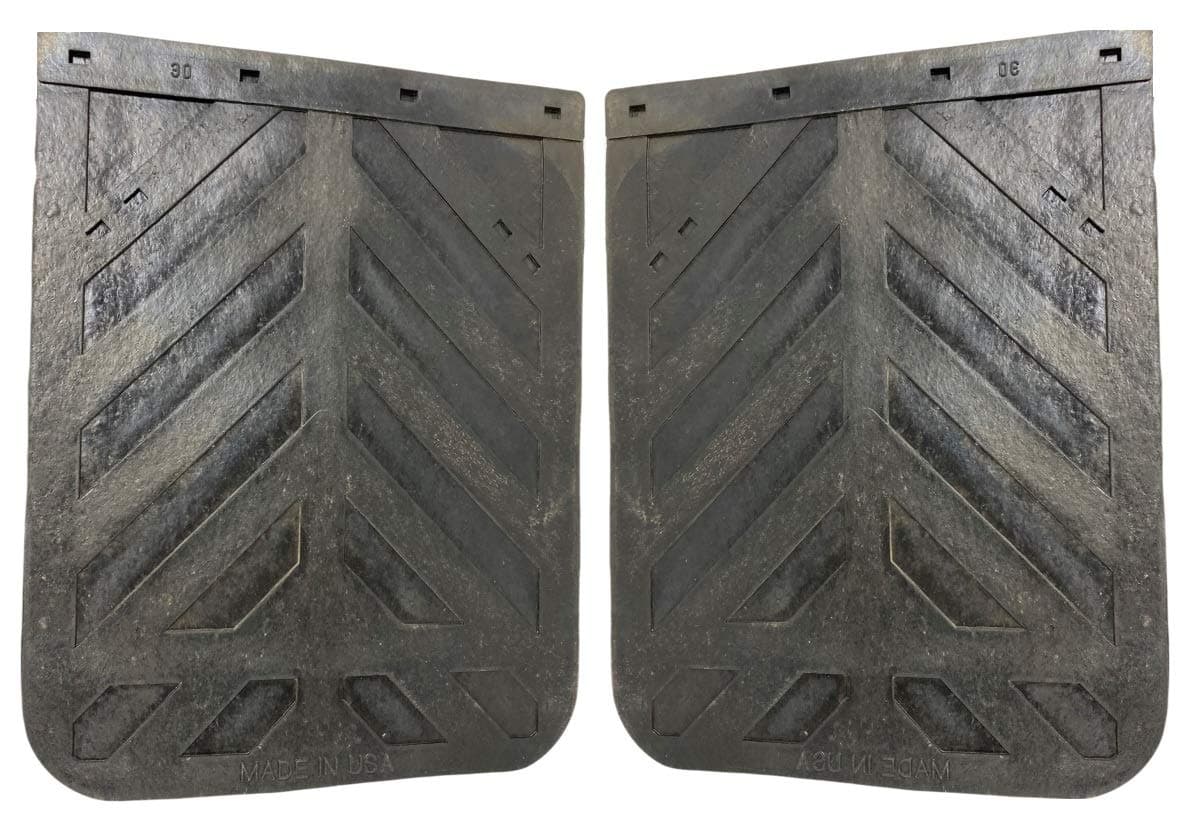Black Semi Truck and Trailer Mud Flaps - Chevron 24" x 30" Heavy Duty Rubber Set of 2