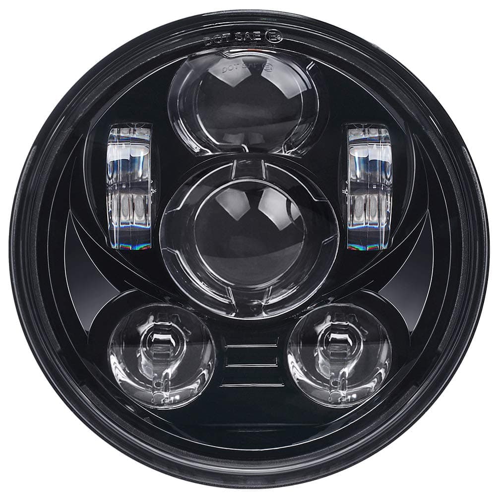 5-3/4 5.75 inch LED Headlight for Harley Davidson 883 Sportster Iron Dyna Street Bob Motorcycle Driving Light (black)