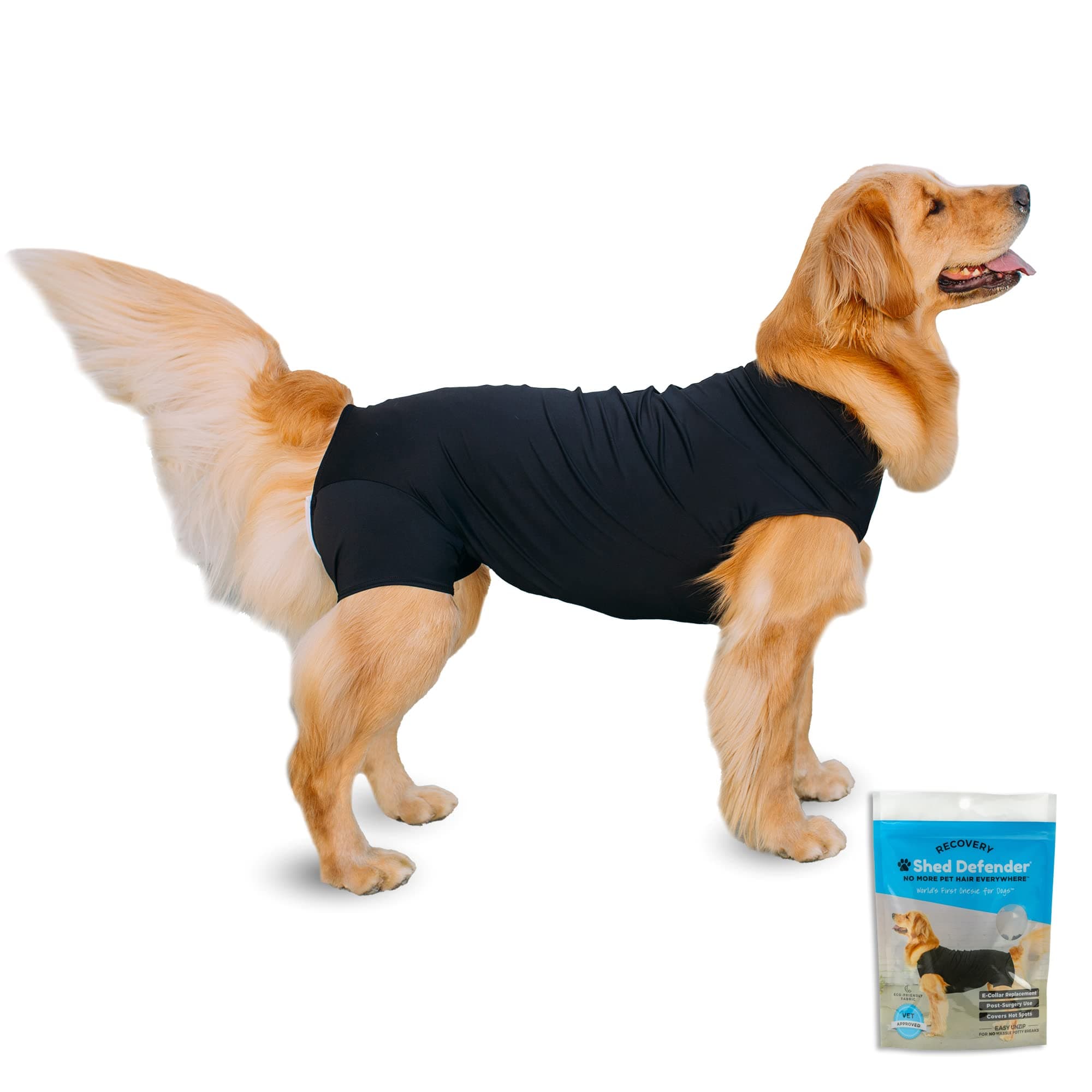 Shed Defender Recovery Suit for Dogs - Seen on Shark Tank, Post-Surgery Dog Onesie, Vet Approved, Anxiety Shirt, E-Collar Alternative, Calming Vest Jacket, Covers Hot Spots & Abdominal Wound, Bodysuit