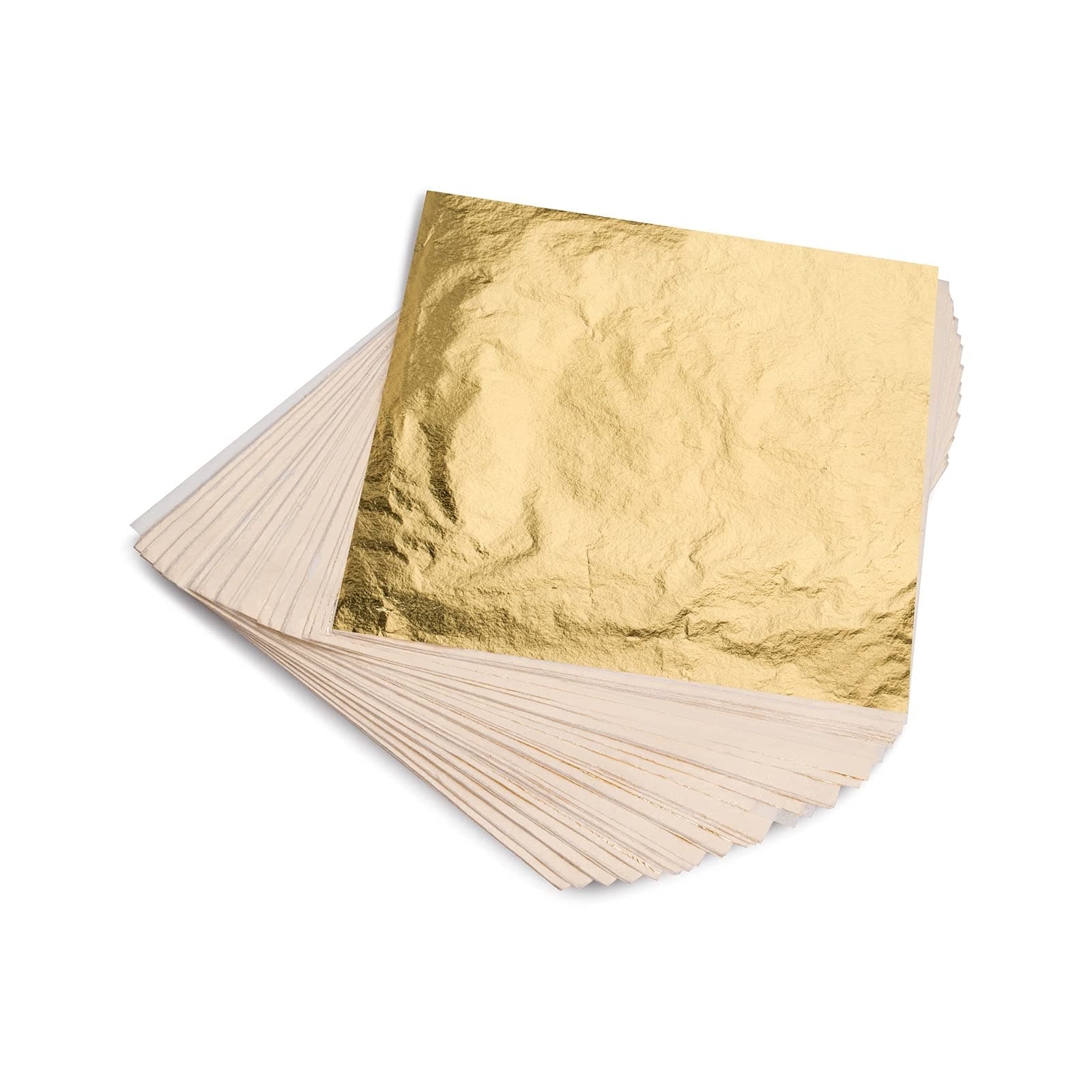 KraftiSky Gold Leaf Sheets - 100 Gold Foil Sheets - 14 x 14 cm Multipurpose Gold Leaf for Nails, Art & DIY Projects, Picture Frames, Home Walls, Interior and Multi Artistic Decoration (Foil)