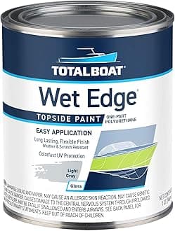 Wet Edge Topside Marine Paint Premium Polyurethane Coating for Boats, RVs, Exterior Trim, Fiberglass, Metal, and Wood (Light Gray, Quart)