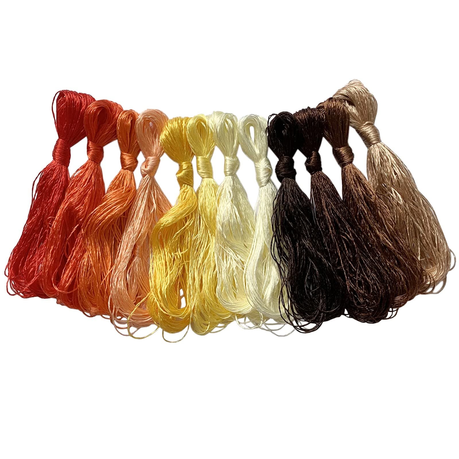 levylisa 12 Skeins Mulberry Silk Floss Embroidery Thread Floss-Cross Stitch Threads China Silk Woven Jewelry Threads DIY Sewing Kits (Red/Yellow/Brown Gradient)