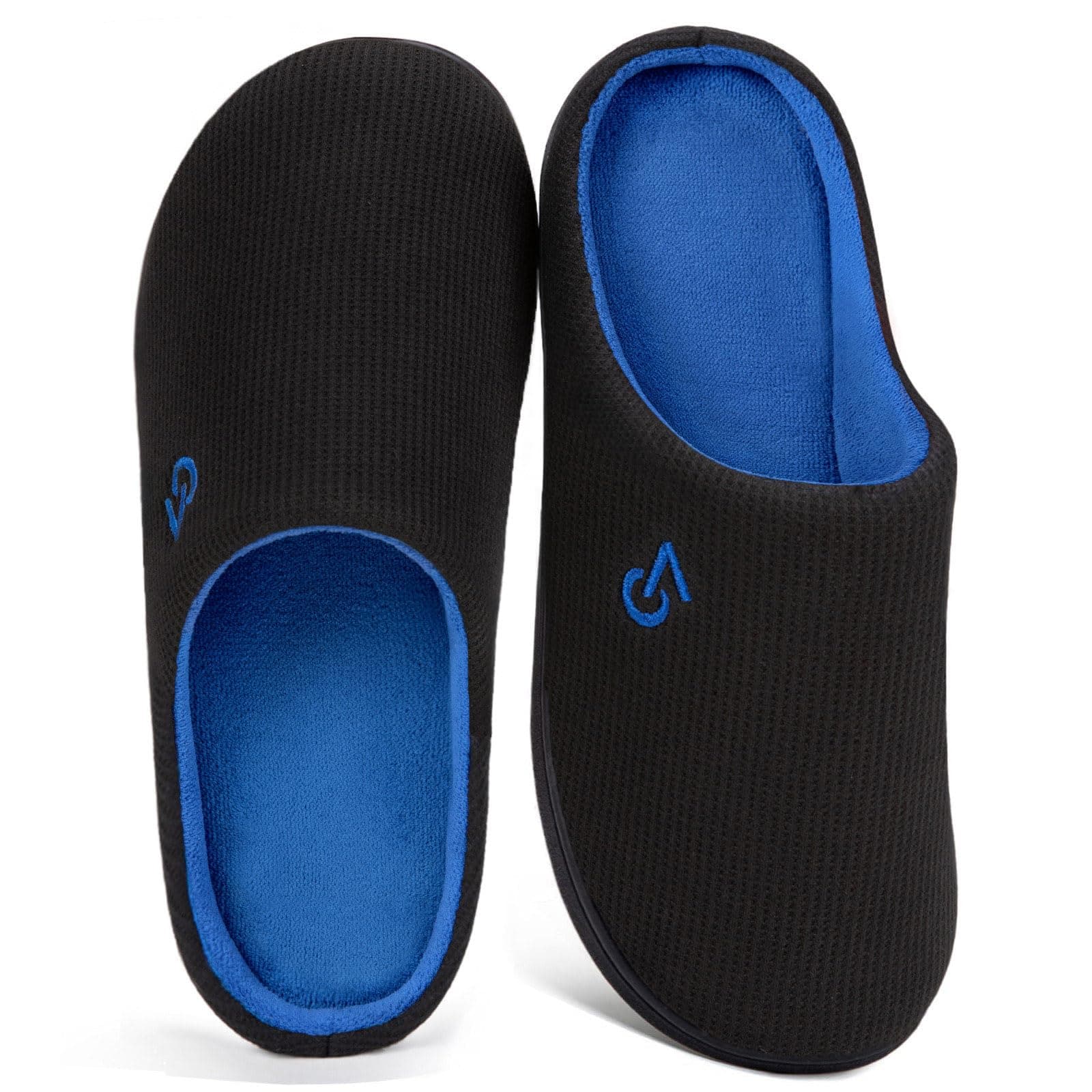 Men's Two-Tone Memory Foam House Slippers Indoor Outdoor Durable Rubber Sole