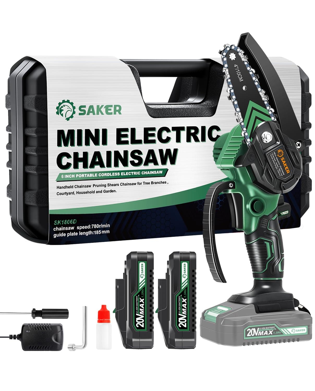 Saker Mini Chainsaw,2025 New Upgrade Electric Chainsaws,Portable Chain Saw Cordless Battery Powered,Small Handheld Chain Saws Pruning Shears Saw for Wood Tree Branches,Courtyard and Garden