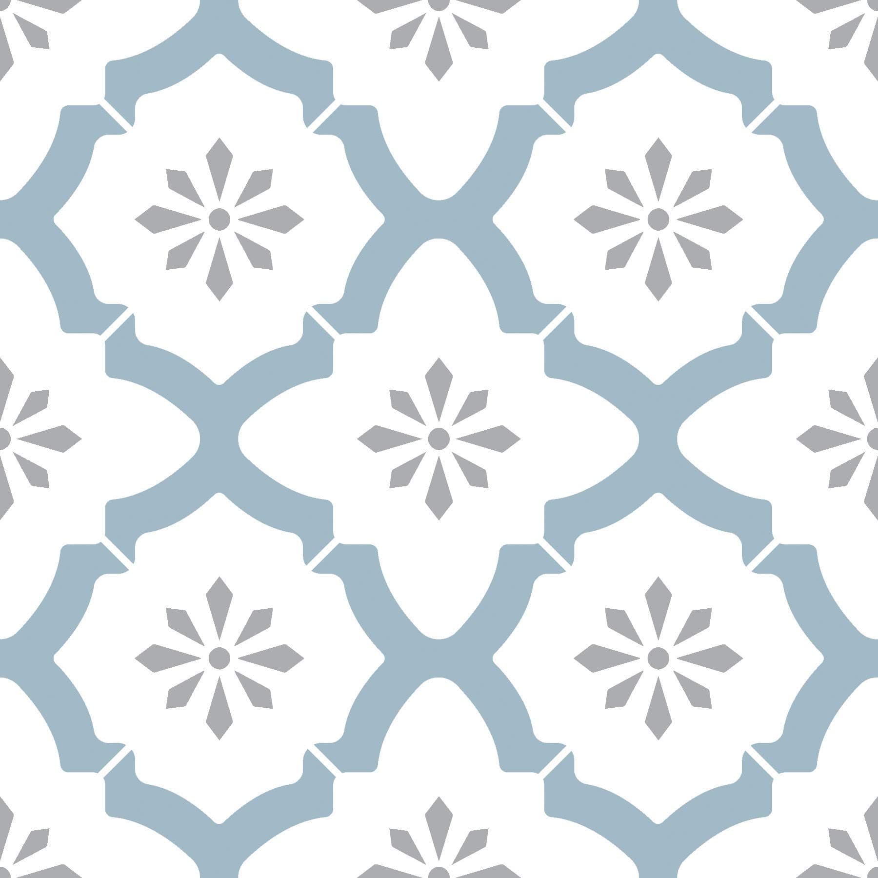 FloorPops FP2943 Alfama Peel & Stick Floor Tiles, Multicolor, Blue