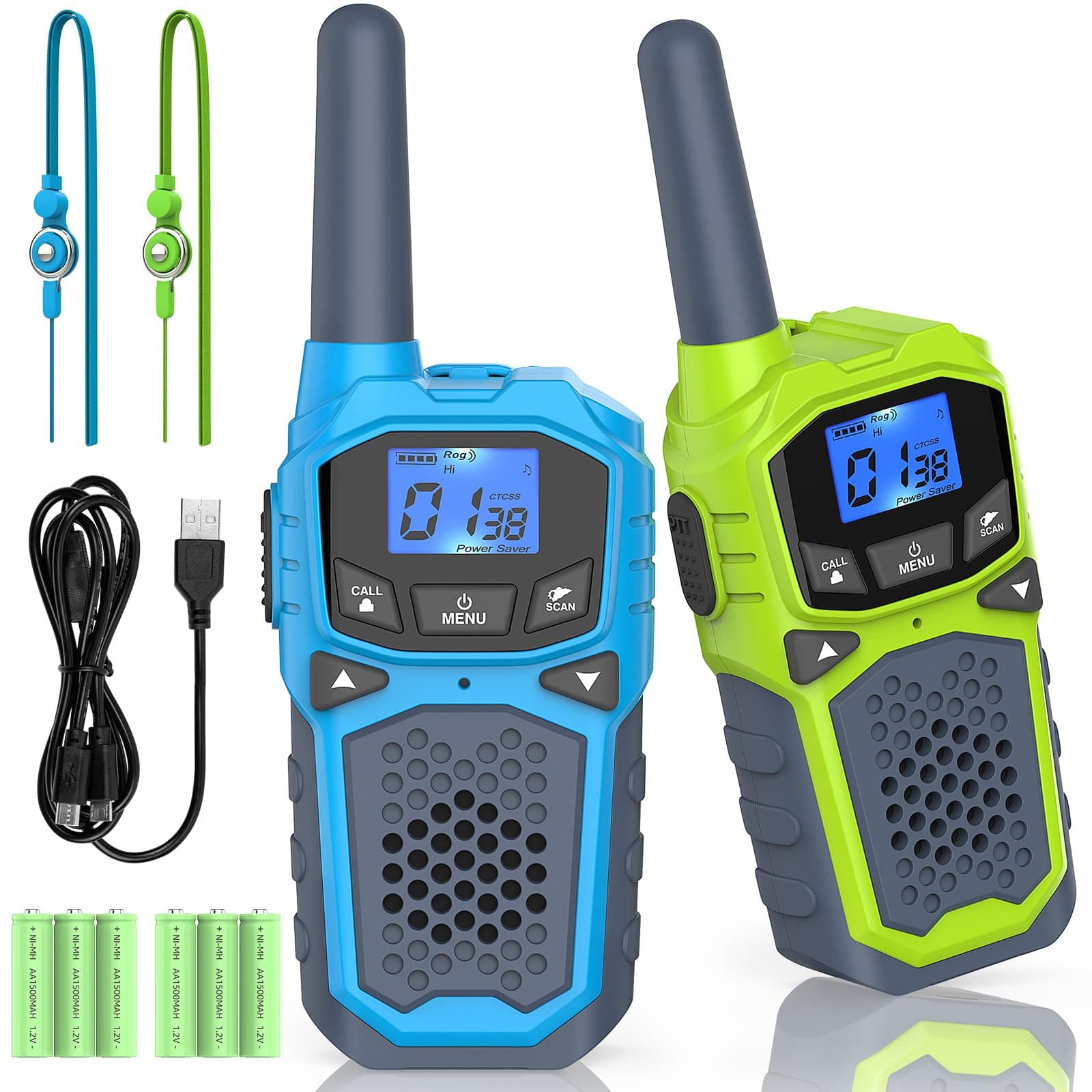 Rechargeable Walkie Talkies for Adults Two Way Radios for Outdoors USB Rechargeable Long Range 22 Channel Adapter, Charger, Battery Included with NOAA & Weather Alerts