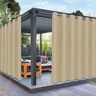 PureFit Outdoor Curtains for Patio Waterproof Weatherproof, UV and Fade Resistant Outside Curtains for Gazebo, Front Porch, Pergola, Sun Blocking Privacy Curtain, 100W x 108L inch, 1 Panel, Beige