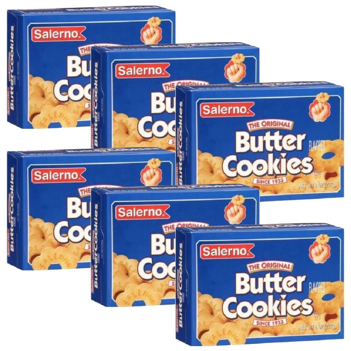 Salerno Cookies, The Original Butter Cookies, 8 Ounce (Pack of 6)