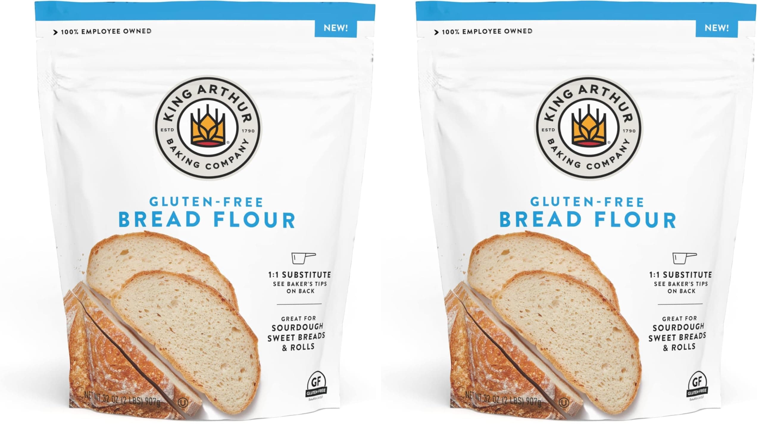 King Arthur Bread Flour, Gluten Free, 1:1 Flour Replacement great for yeasted recipes, 2lbs (Pack of 2)
