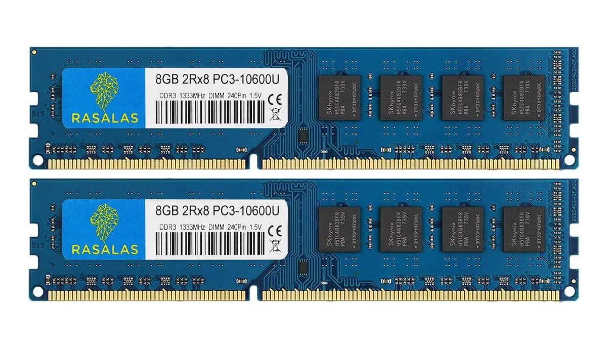 Rasalas PC3-10600 DDR3 1333 16GB Kit (2x8GB) DDR3 1333MHz 2Rx8 PC3 10600U 8GB Ram 240 Pin 1.5V CL9 Desktop Memory Ram Module