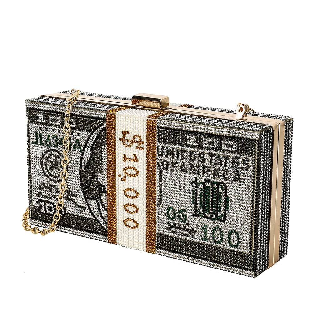 Classic Dollar Style Evening Bags With Diamond Shoulder Bag Wallet Clutch