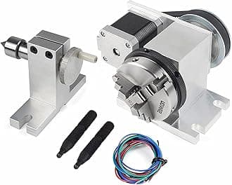 CNC Milling Machine Rotational Axis CNC Router Rotary Table Rotary a axis 4th Axis 65mm 3 Jaw Chuck Dividing Head w/ Nema17 stepper motor w/ 54mm Tailstock Reducing ratio 4:1 for CNC Engraving Machine