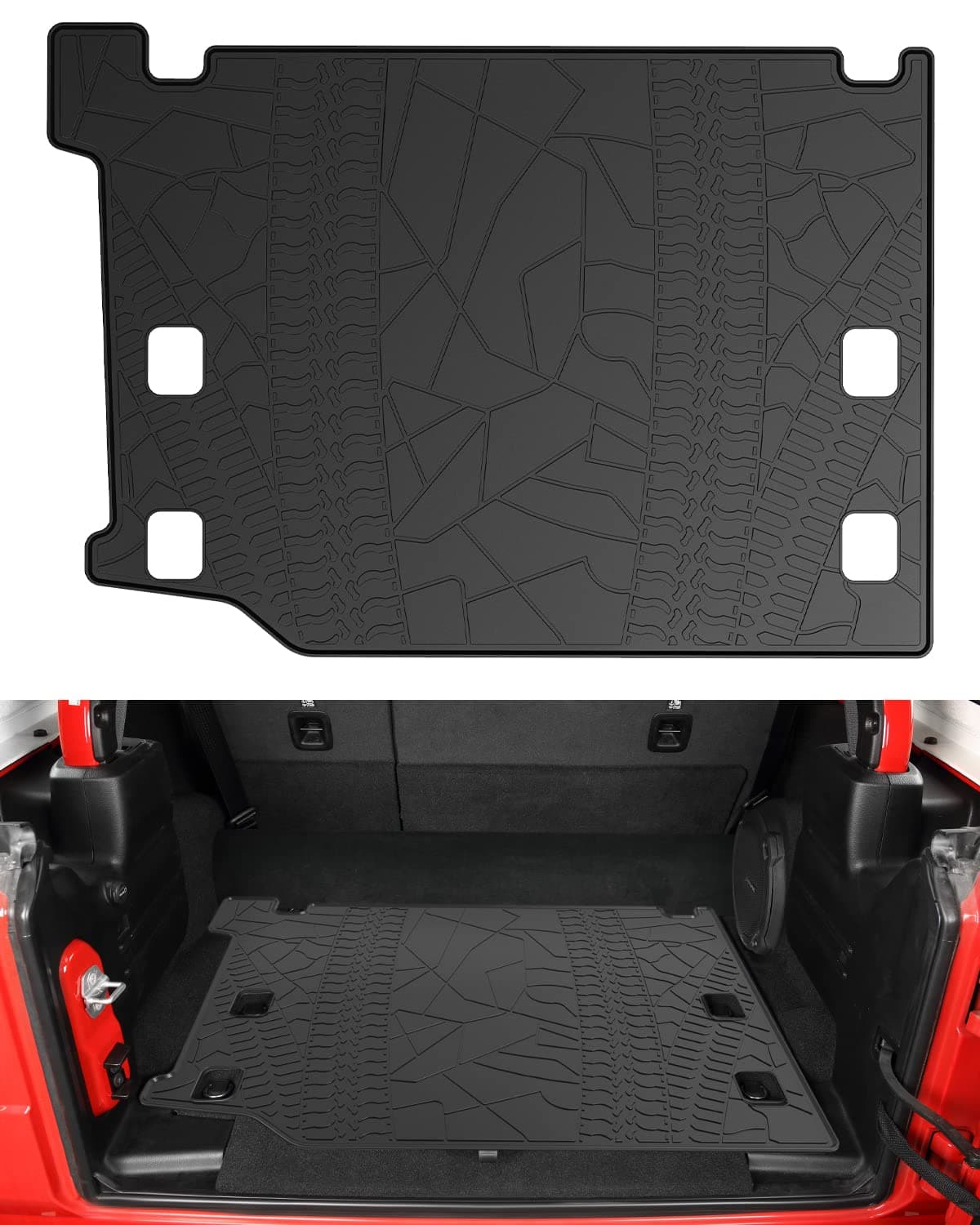 JOYTUTUS Cargo Mat fits Wrangler JL 4XE, All-Weather Protection Trunk Mat Cargo Liners Heavy Duty Waterproof Odorless Durable fits 2021 2022 2023 2024 2025 2026 Wrangler JL 4XE (Not Fits 4X4) - Black