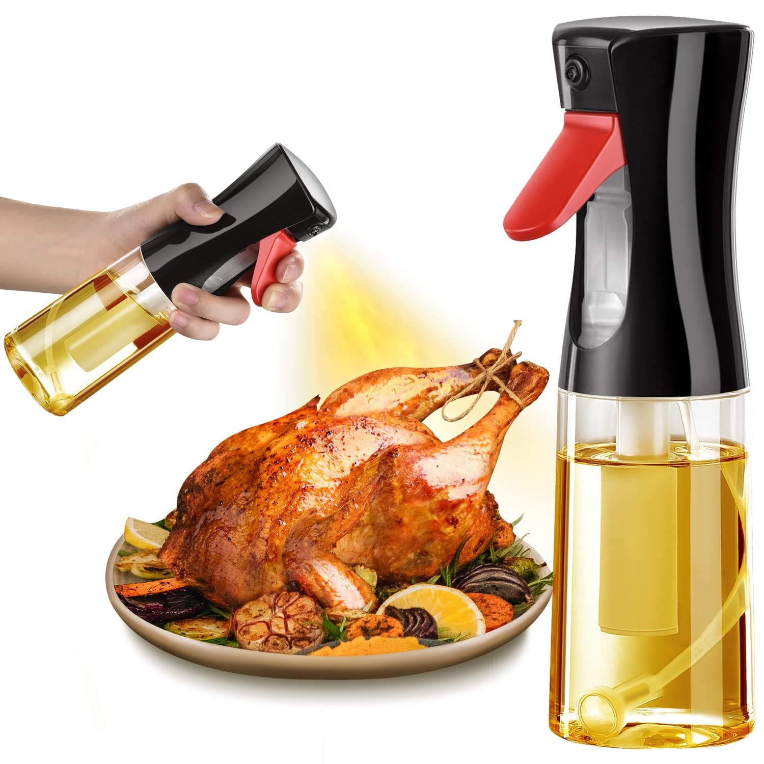Oil Sprayer for Cooking, 200ml Glass Olive Mister, Spray Bottle, Kitchen Gadgets Accessories Air Fryer, Canola Spritzer, Widely Used Salad Making, Baking, Frying, BBQ