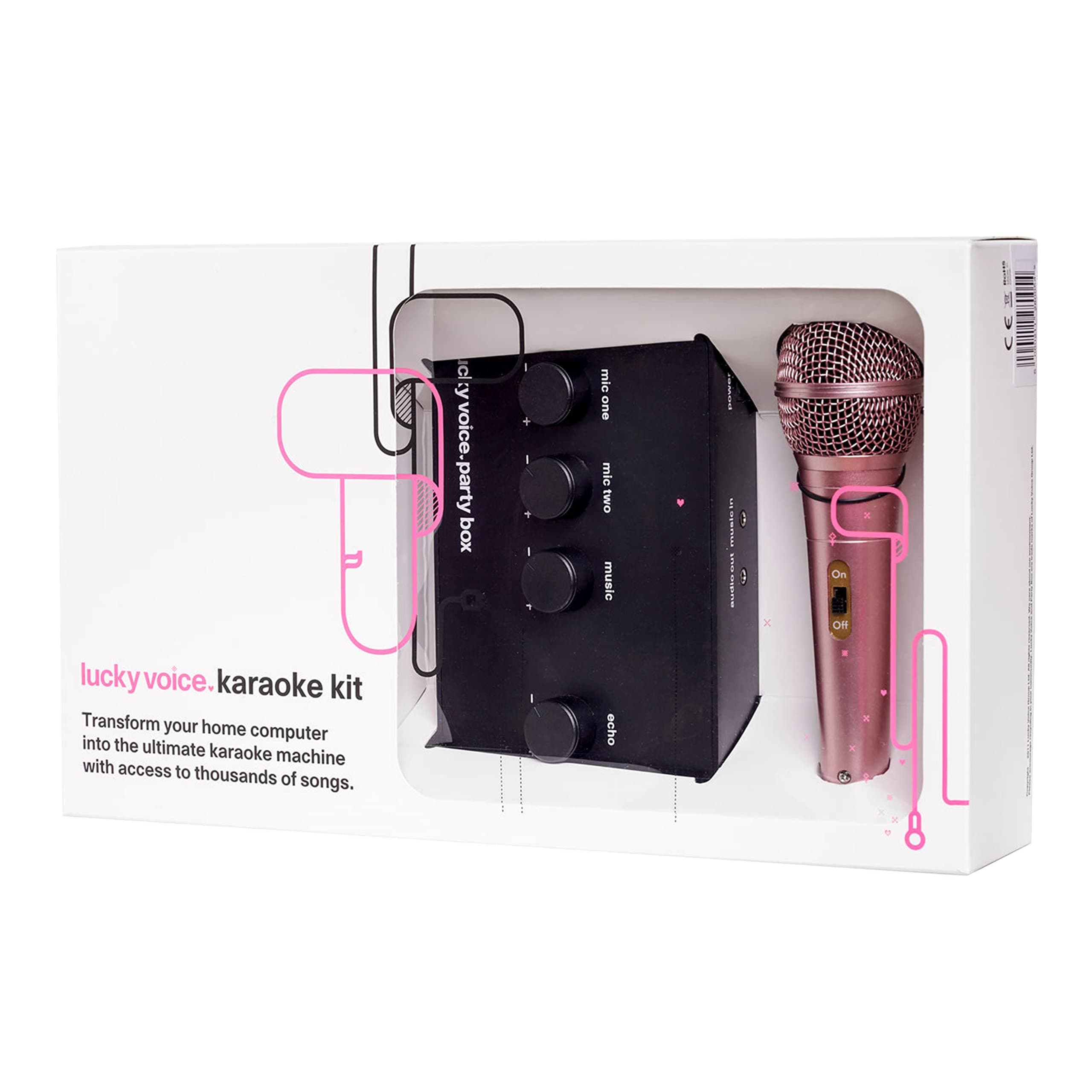 Lucky VoiceKaraoke Machine & Microphone for Adults & Kids - 10,000 Songs Free Access - Rose Gold - Portable, Lightweight Karaoke Kit, Connect with Phone, Tablet, Laptop