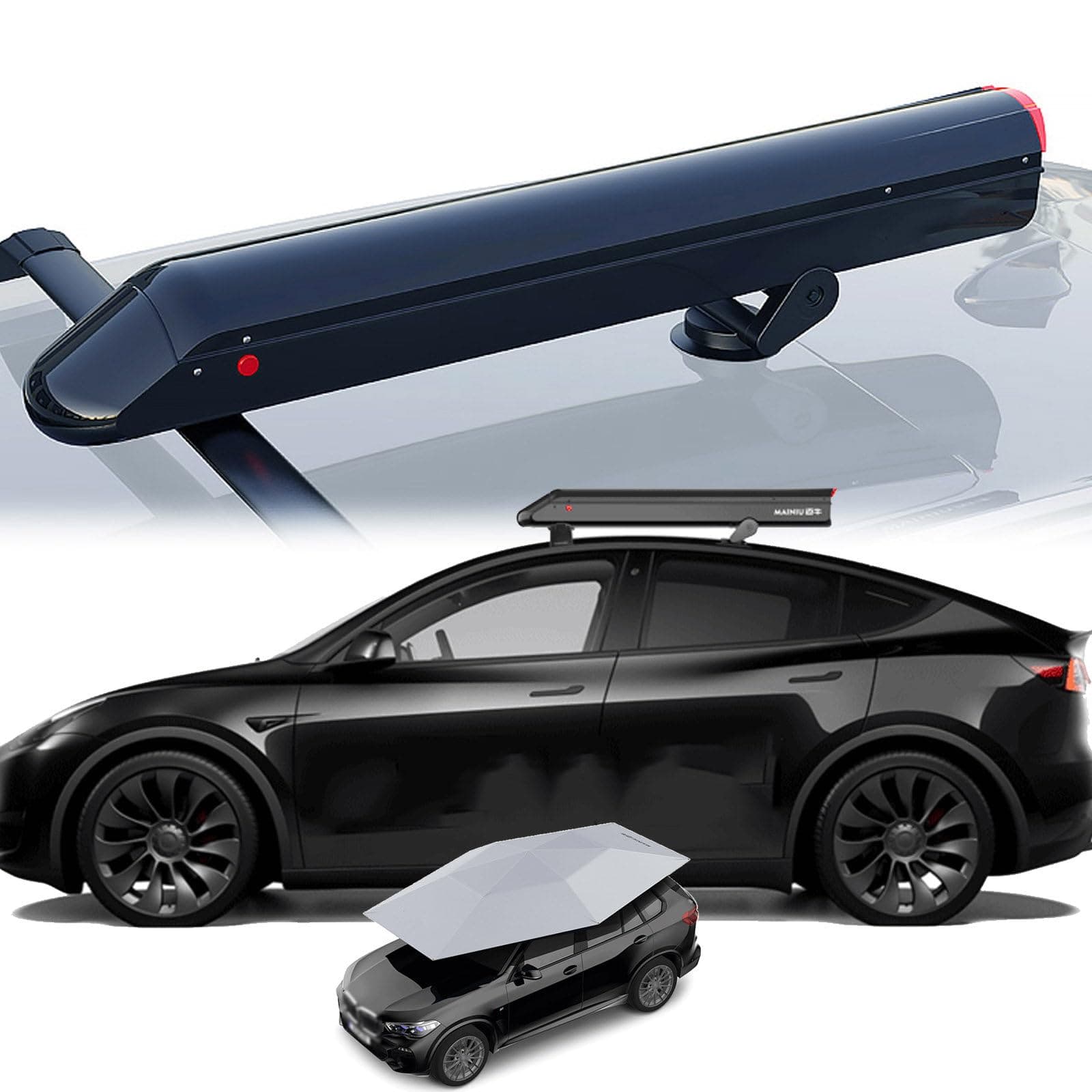 Universal Fully Automatic Car Tent Movable Carport, 3.8 M Folded Auto Protection Car Umbrella, Remote Control Sunproof Car Canopy Cover,SilverB