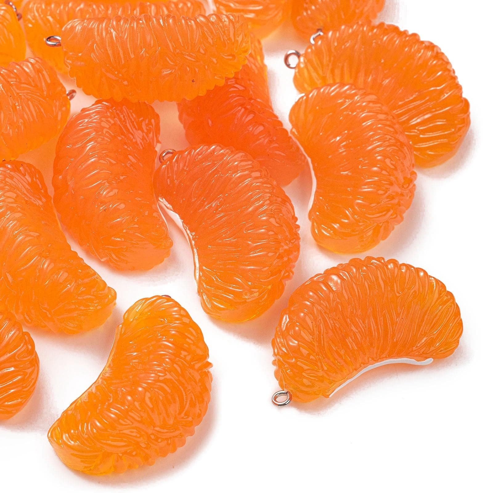 KitBeads 10pcs Resin Orange Slice Charms - Kawaii Tangerine Fruit for Jewelry Making Bracelets - Summer Imitation Food Orange Fruit Bulk