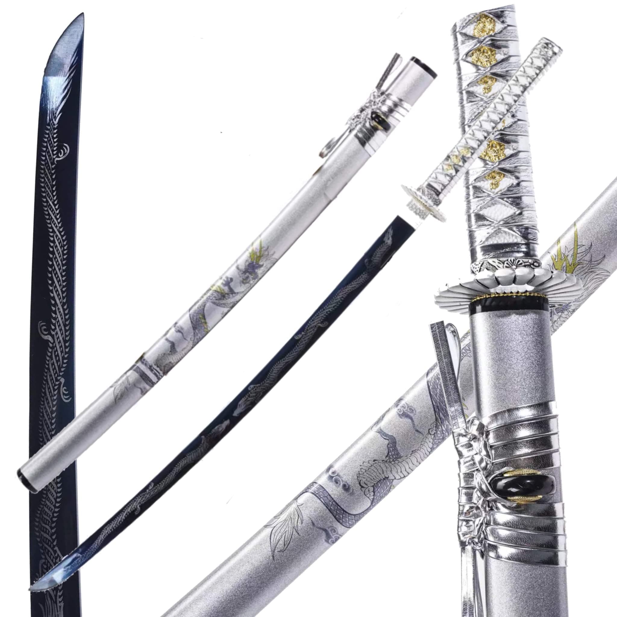 Kamaiwo-1045/1060 Clay Tempering high Carbon Steel Hademade Heat Tempered Full Handmade Hand Forged Japanese Katana Authentic，Sword Real Weapons，Full Tang,Functional,Practical Sharp