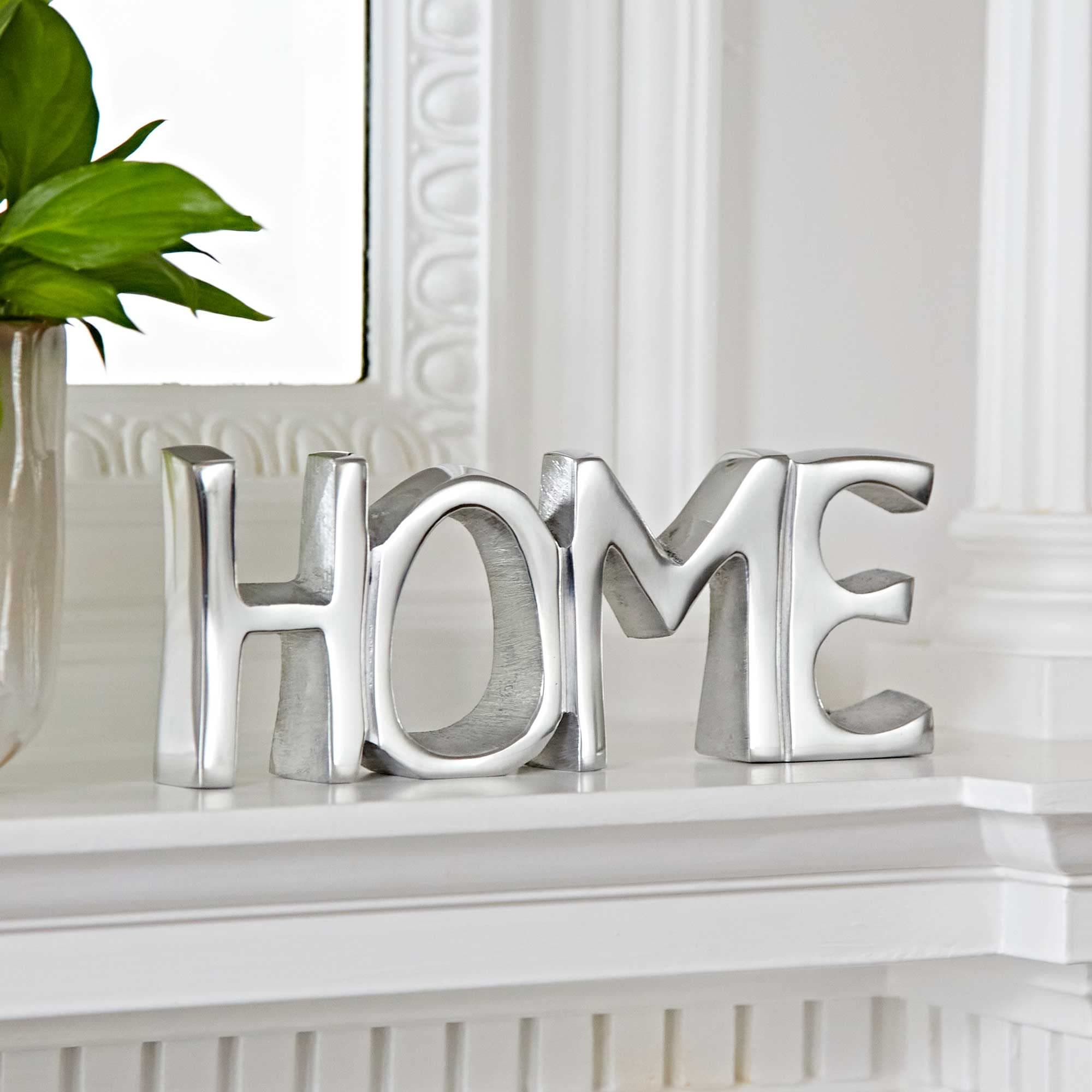 Recycled Metal 'HOME' Sign | 22cm x 8cm | Fair Trade & Handmade | New Home Decor Gift Mantelpiece Metal Ornament