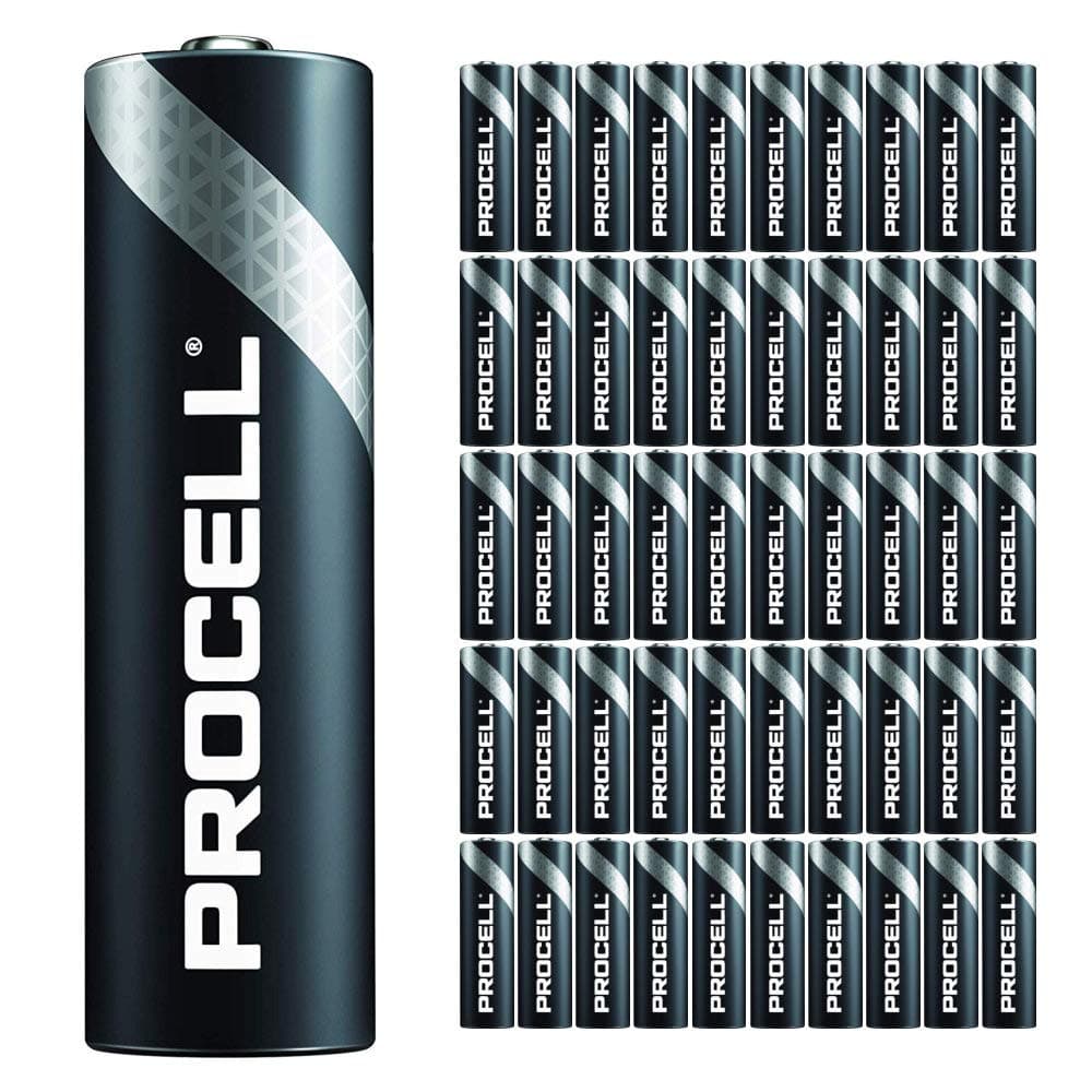 Procell AA Batteries Pack of 50 | Industrial Power Alkaline Battery 1.5V | Home or Office Use | Car Air Freshener Promotional Package | Reliable Power & Lu