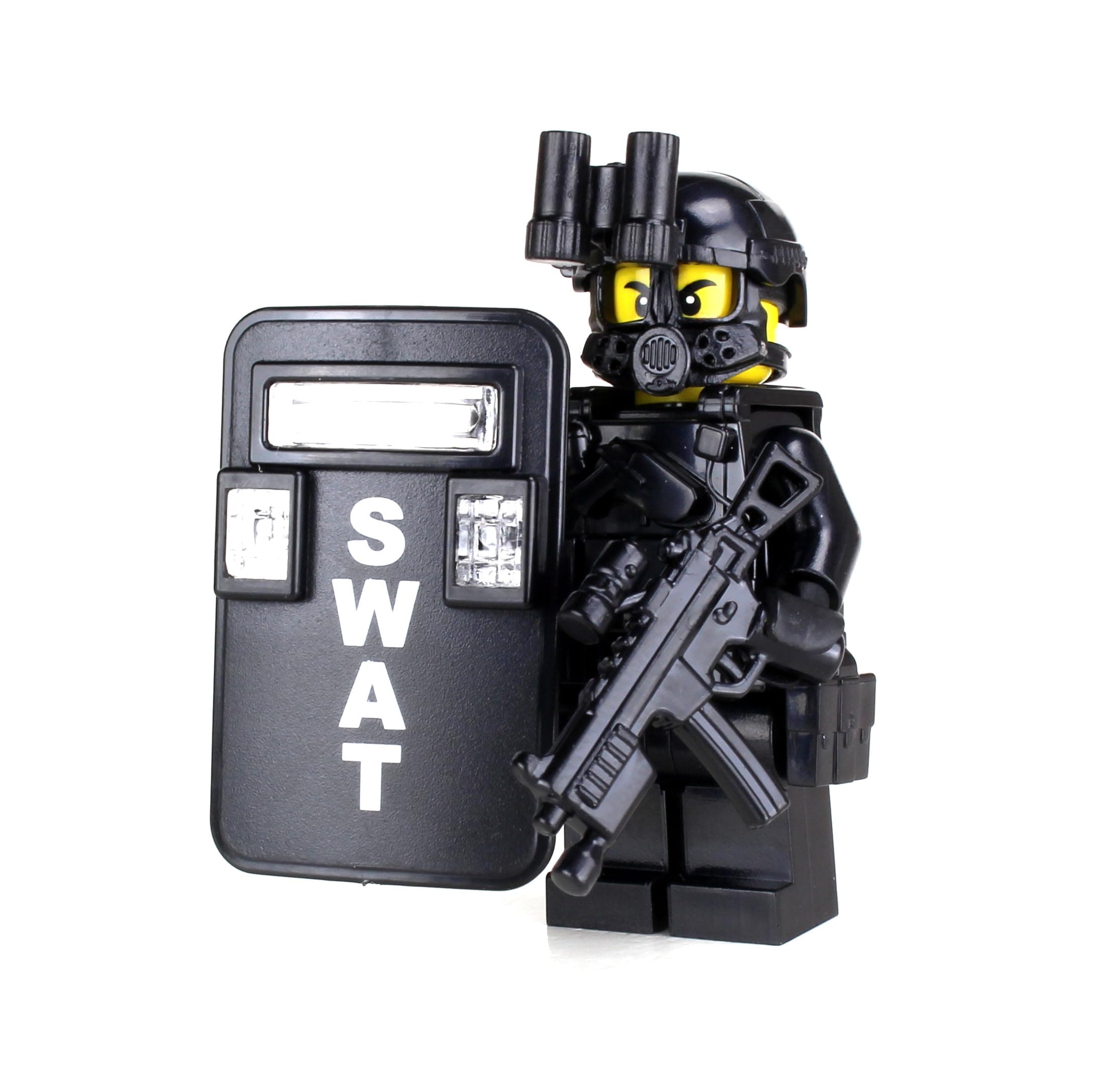 Battle Brick 1.6 Inches Tall Collectible SWAT Police Officer Pointman Custom Minifigure| Genuine Police Minifig | Great Gift for Ages 10+ to Adult AFOL