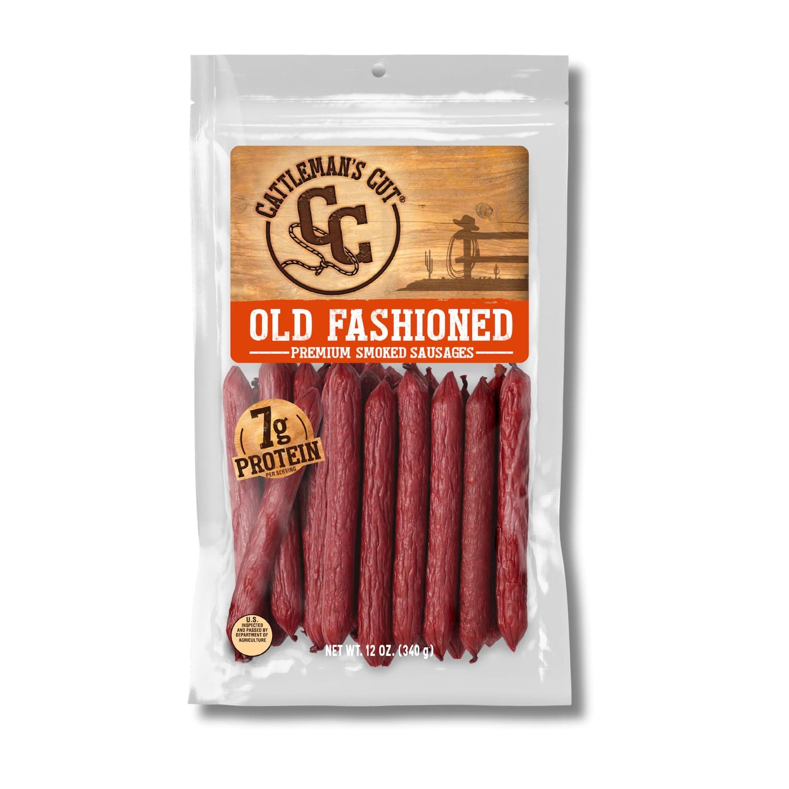 Old Fashioned Smoke Sausage Meat Sticks, Premium Protein Snacks, Keto Friendly, Gluten Free, Carnivore Travel Snack, Resealable Bag, 12 Ounce