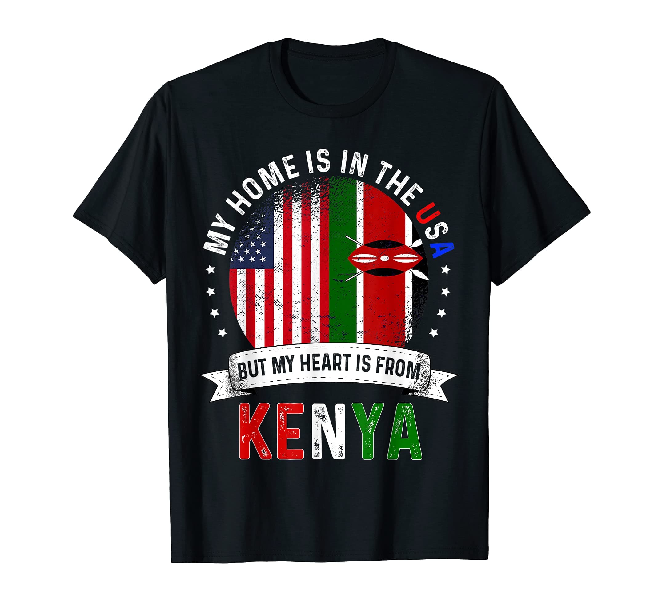 kenyan American Flag kenyan Roots USA Citizenkenyan American Patriot Heart is from kenya Flag T-ShirtOEKO-TEX STANDARD 100