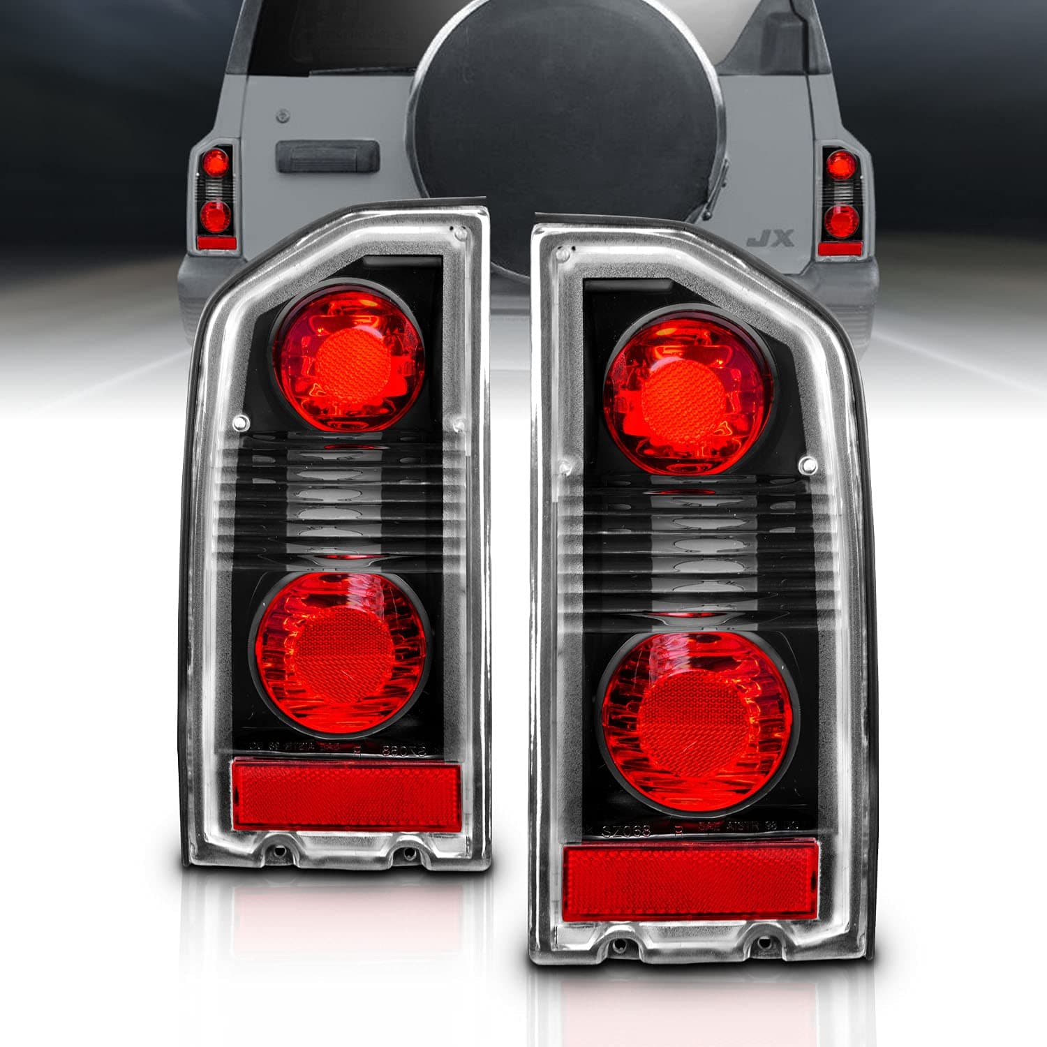 AmeriLite Black Euro Replacement Brake Tail Lights Set For 1988-1998 Suzuki Vitara - Passenger and Driver Side