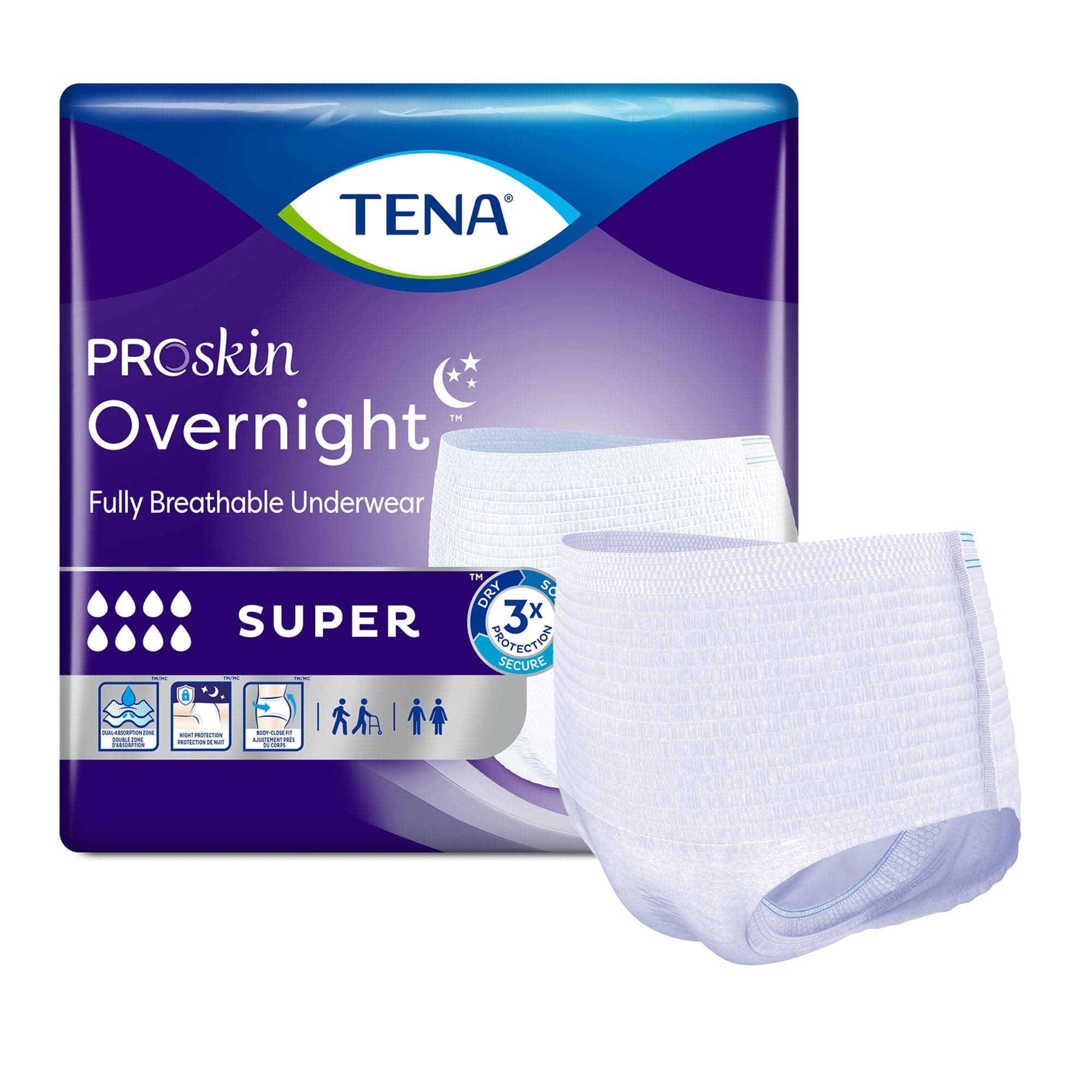 Tena Overnight Super Adult Underwear Pull On X-Large Disposable Heavy Absorbency, 72427 - Case of 48