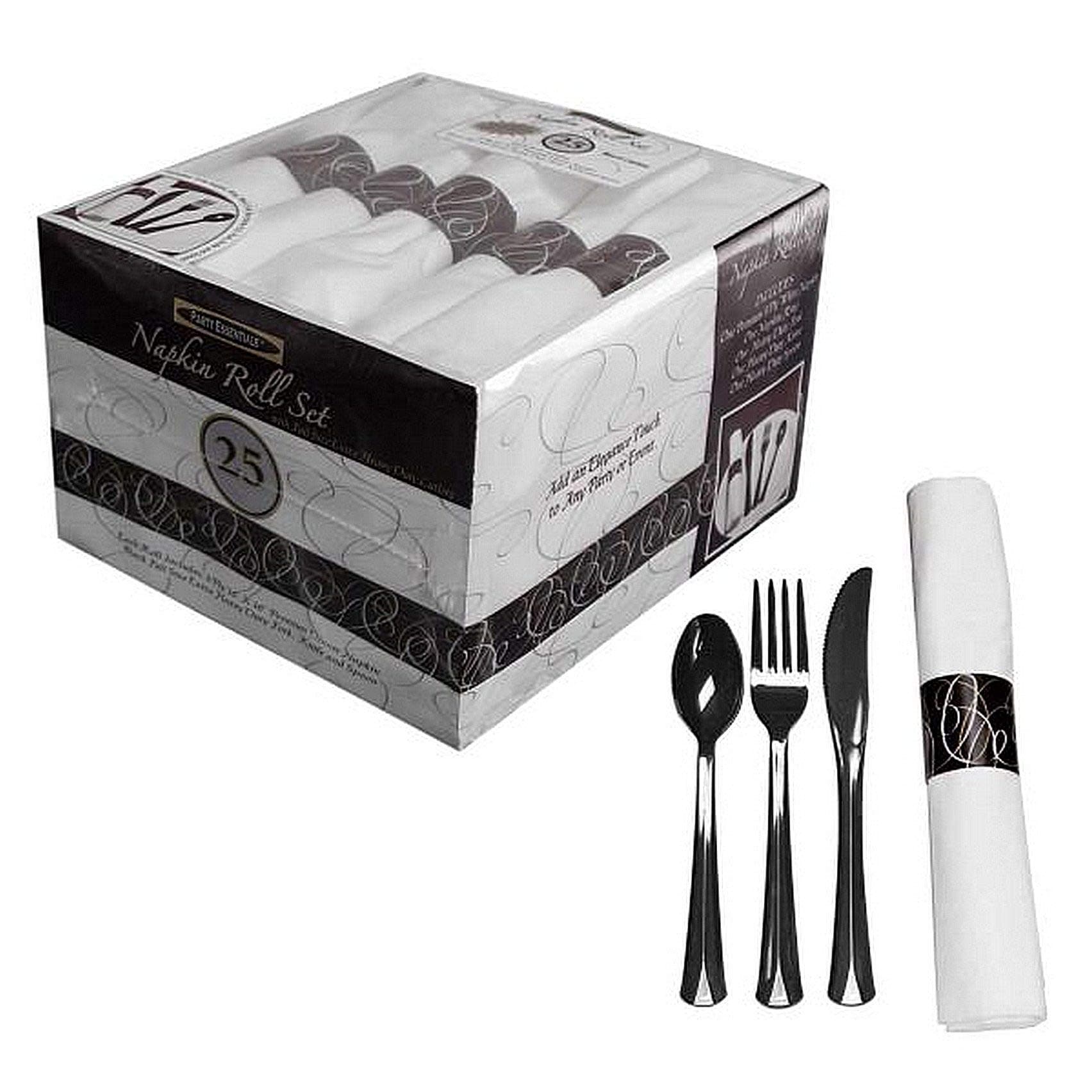 1 - Napkin Rolls W/Heavy Duty Cutlery Box Set - 25 Ct.