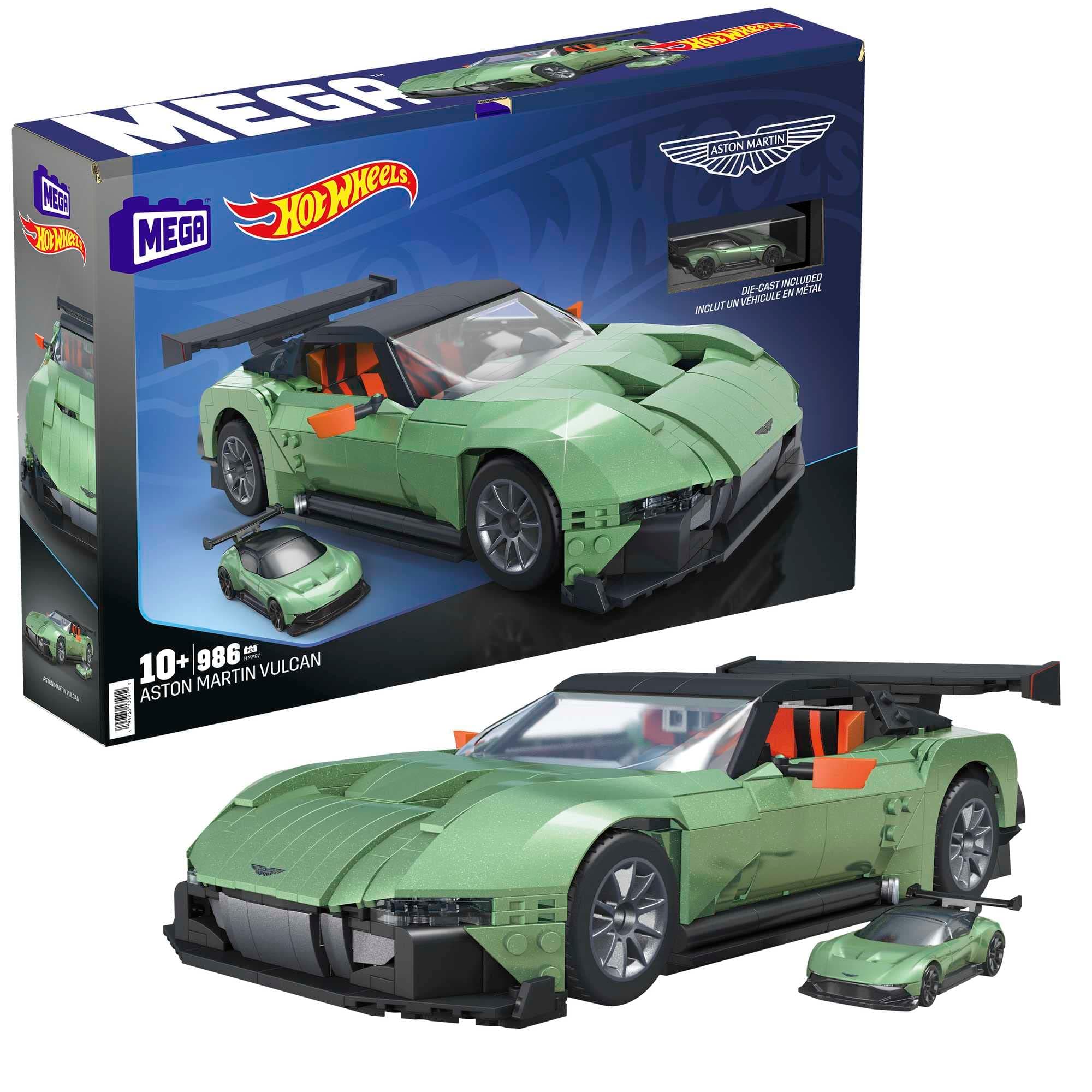 Hot Wheels MEGA Vehicle Building Toys for Adults, Aston Martin Vulcan with 635 Pieces and Die-Cast Model, Gift Ideas for Collectors, HMY97