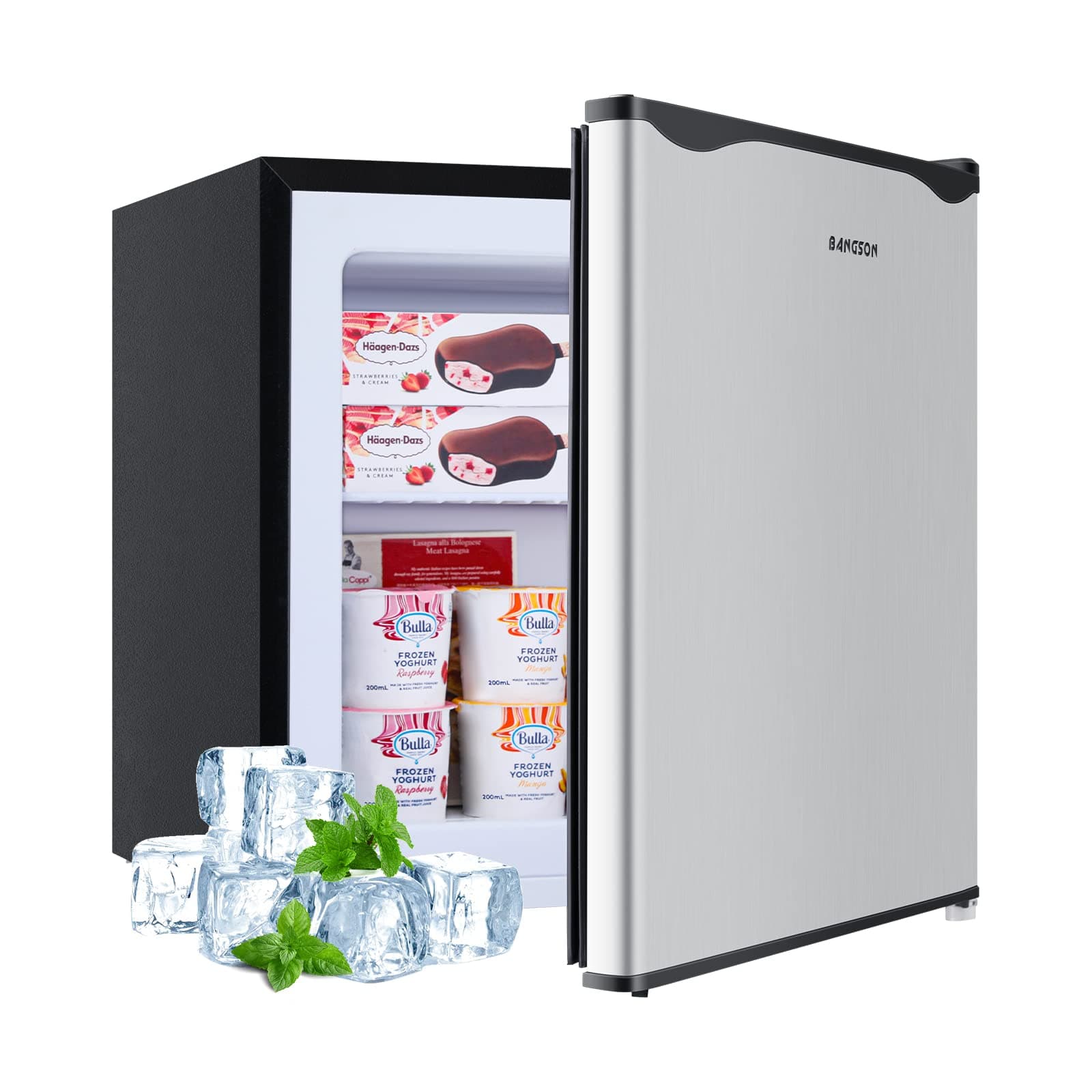 Upright Freezer,1.1Cu.ft Mini Freezer with Removable Shelf, Single Door Compact Freezer for Home, Kitchen, Office, Apartment(Silver)