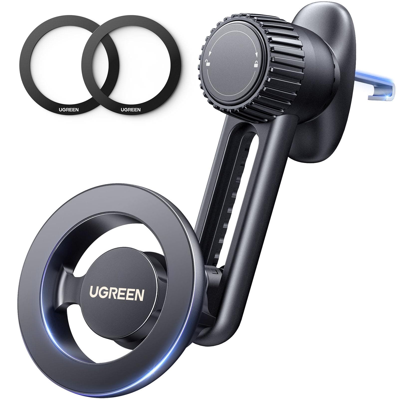 UGREEN Car Phone Mount Compatible with MagSafe, [Anti-Fall, Magnetic Lock] Magnetic Phone Holder Car Phone Mount Compatible with MagSafe Case iPhone 17 Pro Max Air 16 15 14 13 12 Plus Mini