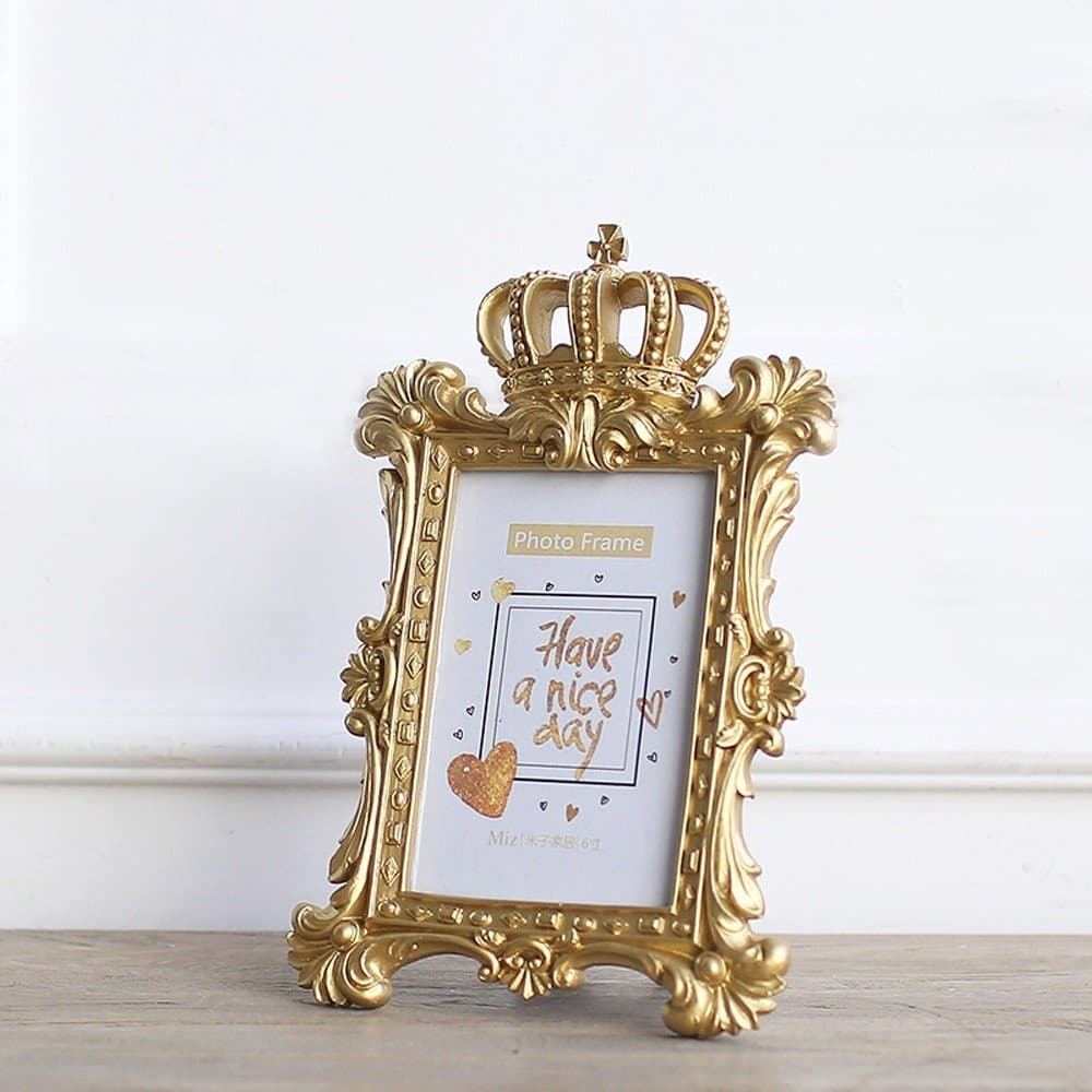 Picture Frames Photo Frame Decoration Creative Crown Golden Resin Photo Frame Can Be Hung Wall Decoration 1 Pack,Crown Square 6 Inches